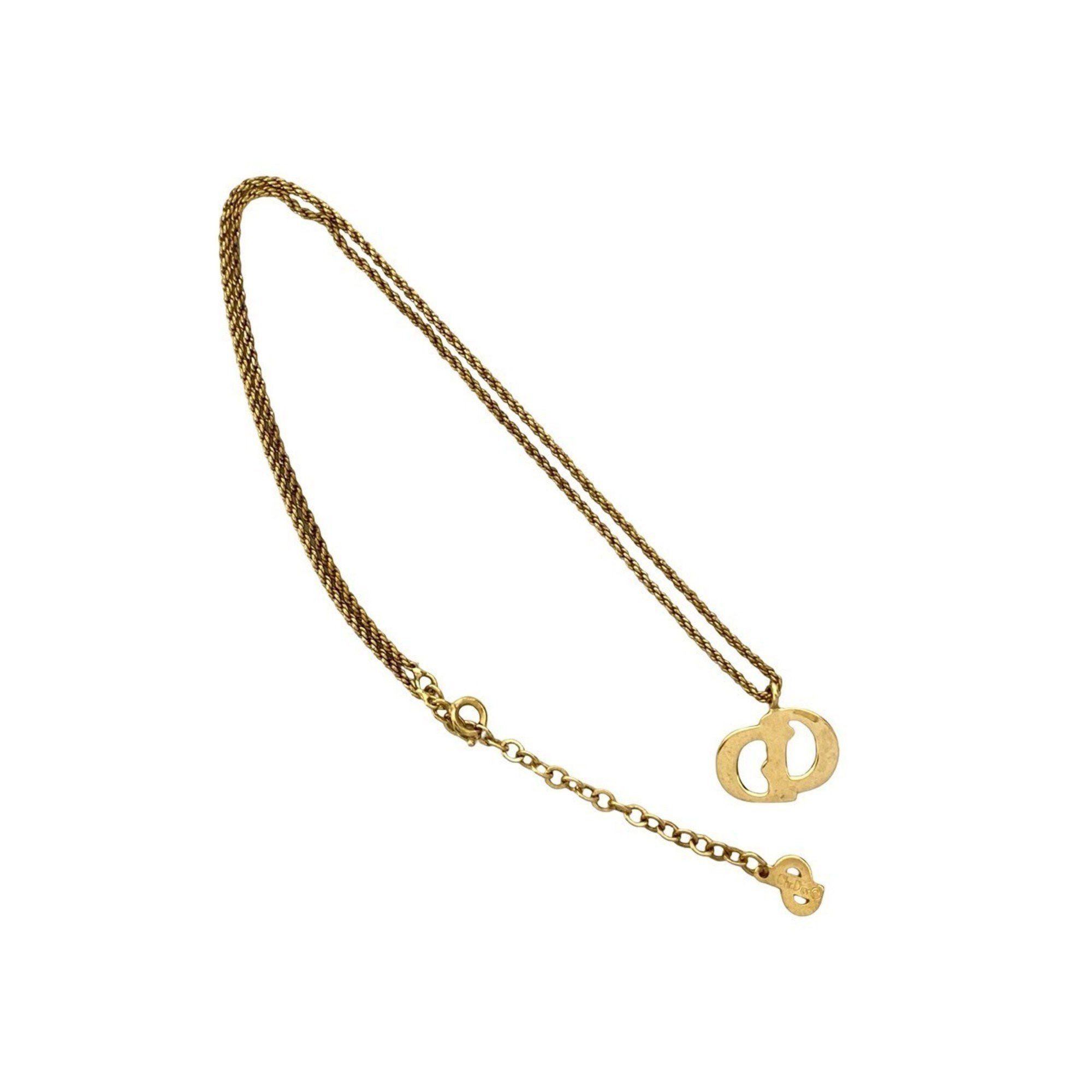 Dior Christian Dior Vintage CD Logo Necklace Pendant Choker Gold 652-3 Size ONE SIZE - 5 Thumbnail