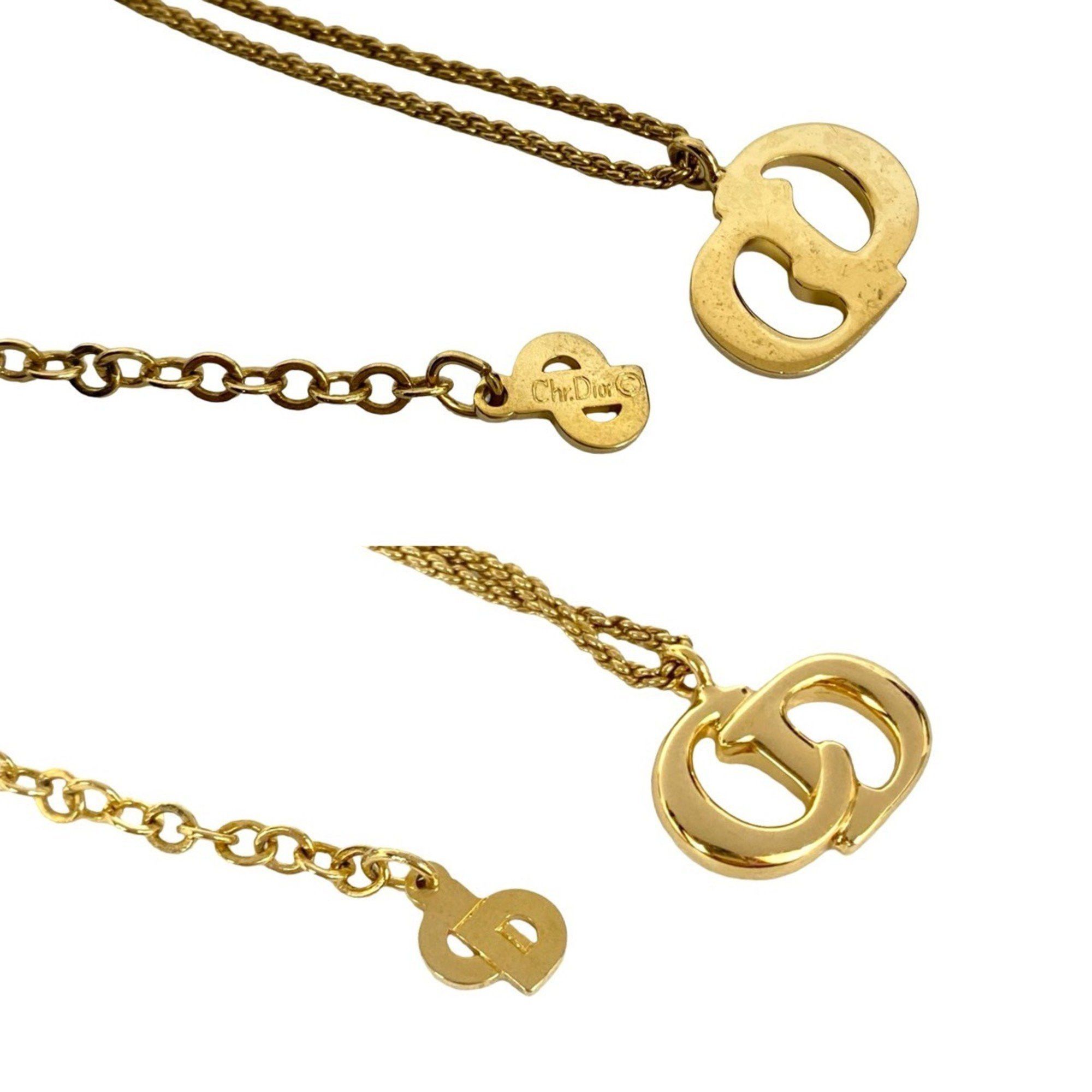 Dior Christian Dior Vintage CD Logo Necklace Pendant Choker Gold 652-3 Size ONE SIZE - 2 Thumbnail