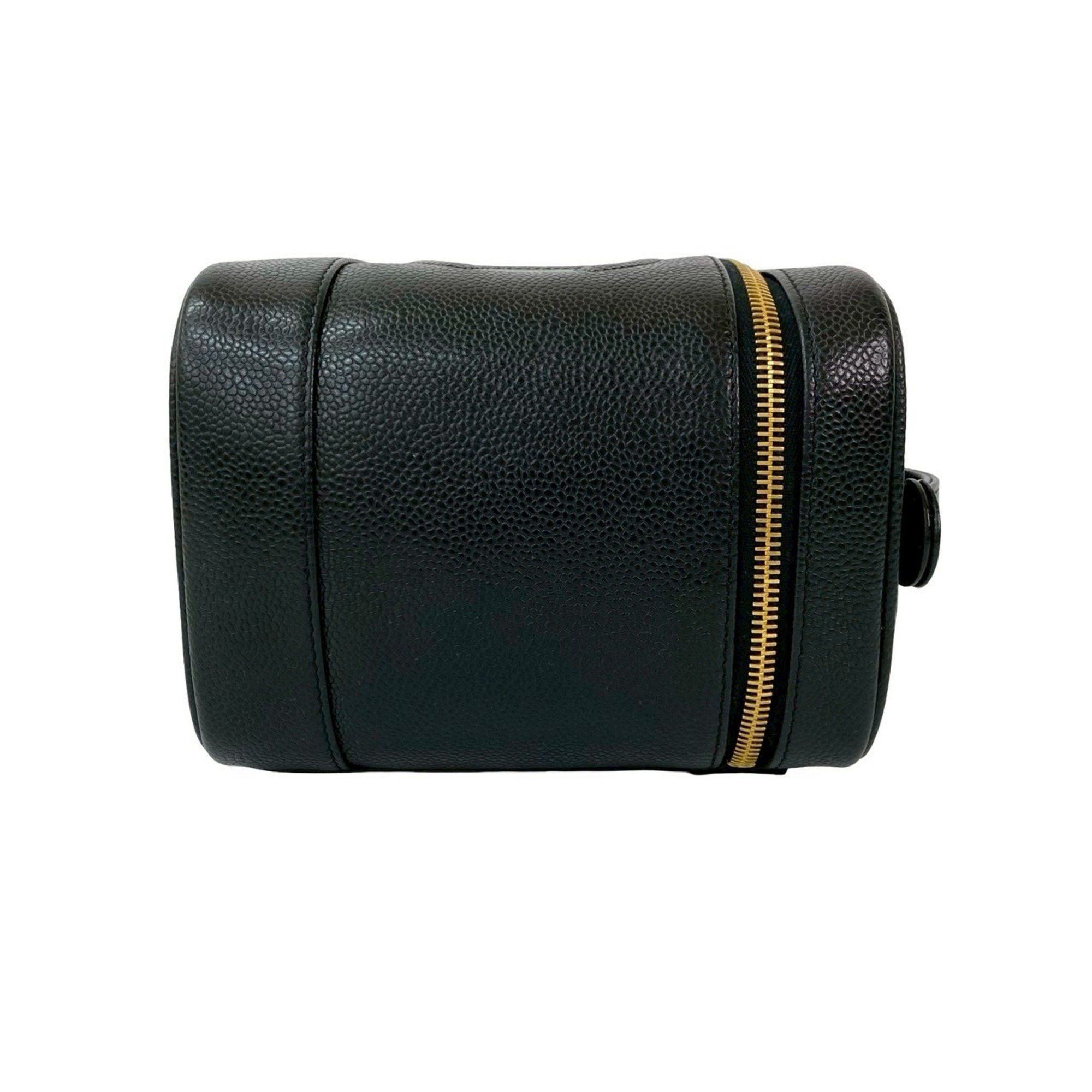 Chanel CHANEL Coco Mark Caviar Leather Handbag Vanity Bag Black 06526 Size ONE SIZE - 6 Thumbnail