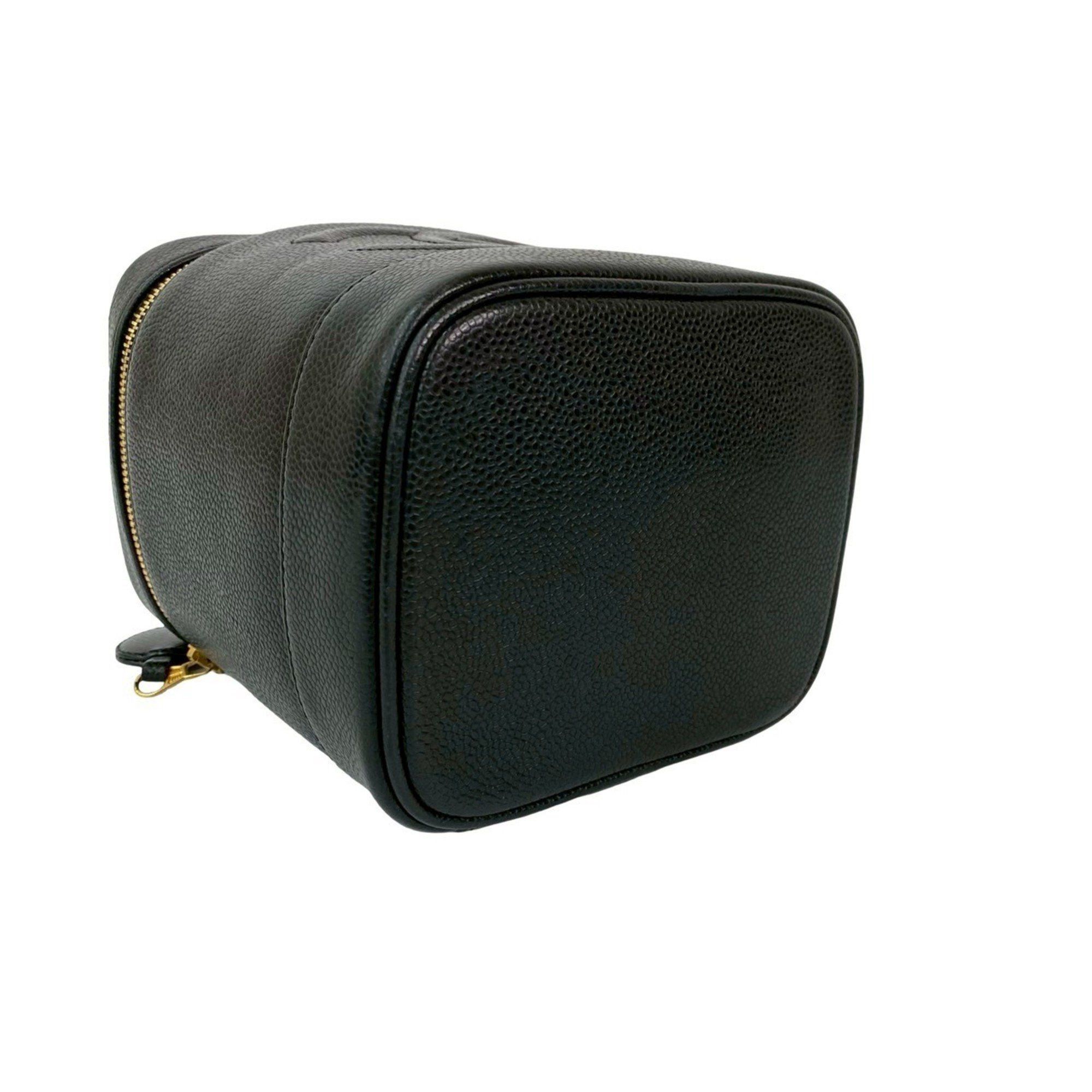 Chanel CHANEL Coco Mark Caviar Leather Handbag Vanity Bag Black 06526 Size ONE SIZE - 7 Thumbnail
