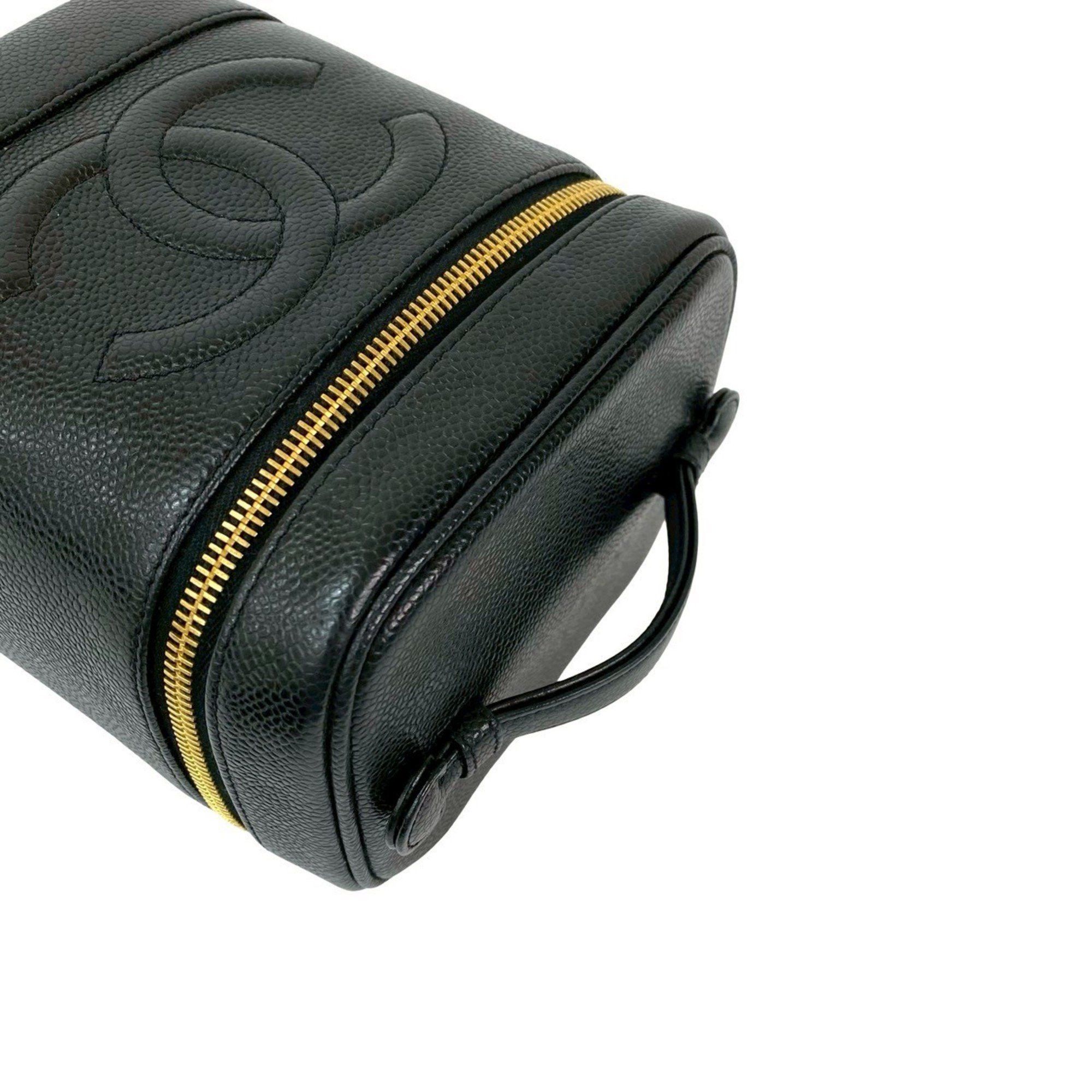 Chanel CHANEL Coco Mark Caviar Leather Handbag Vanity Bag Black 06526 Size ONE SIZE - 4 Thumbnail
