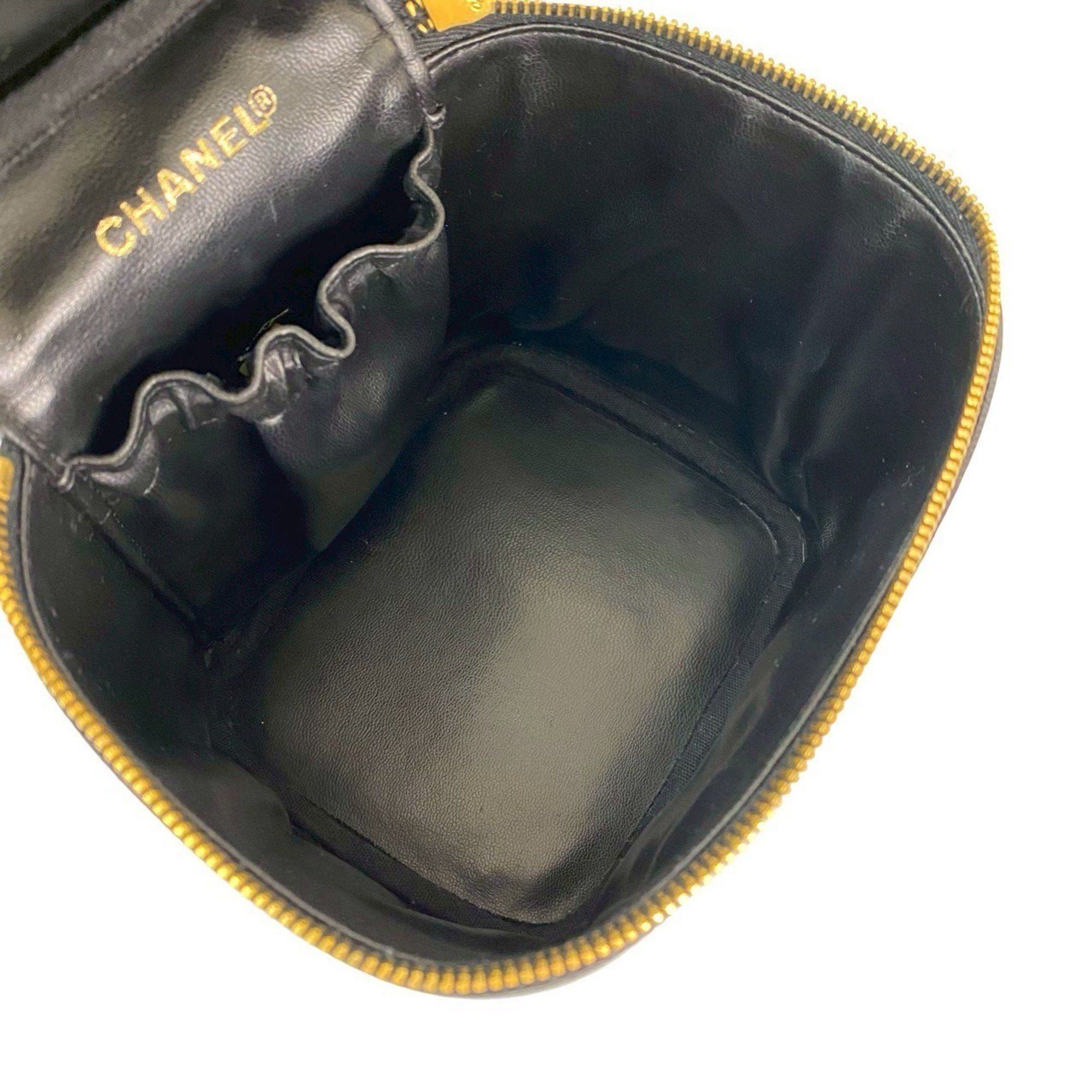 Chanel CHANEL Coco Mark Caviar Leather Handbag Vanity Bag Black 06526 Size ONE SIZE - 9 Thumbnail