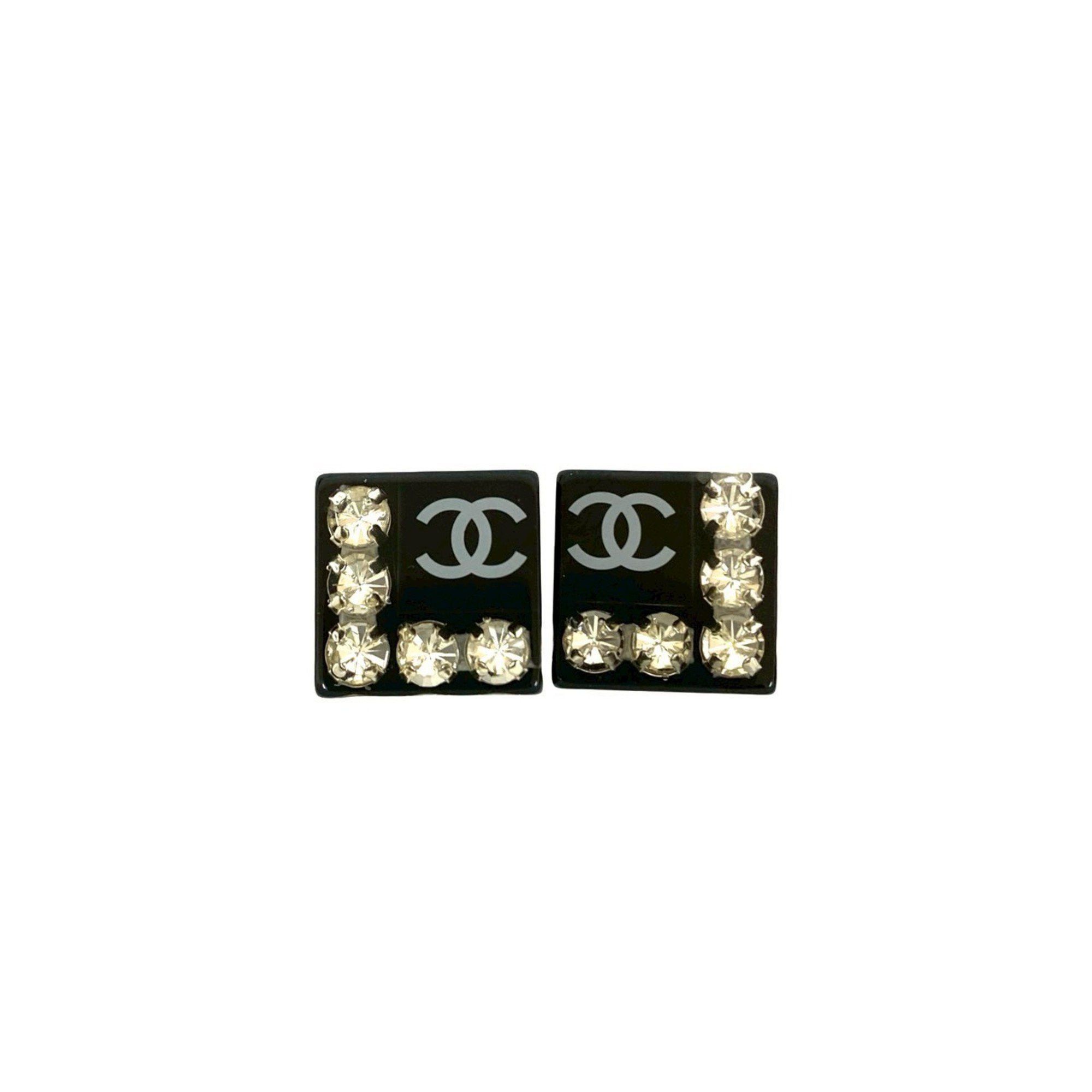 Chanel CHANEL Coco Mark Rhinestone Square Earrings and Ear Cuffs, Black, 66936 Size ONE SIZE - 4 Thumbnail