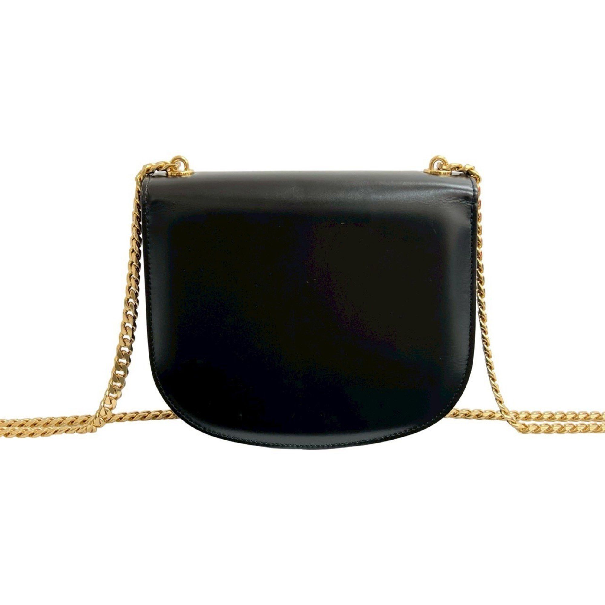 Celine CELINE Teen Chain Besas Triomphe Logo Calf Leather Shoulder Bag Pochette Black 30423 Size ONE SIZE - 3 Thumbnail