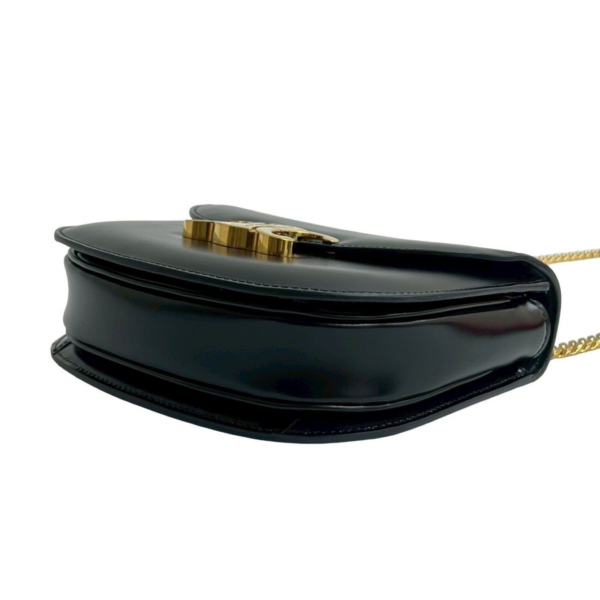 Celine CELINE Teen Chain Besas Triomphe Logo Calf Leather Shoulder Bag Pochette Black 30423 Size ONE SIZE - 8 Thumbnail