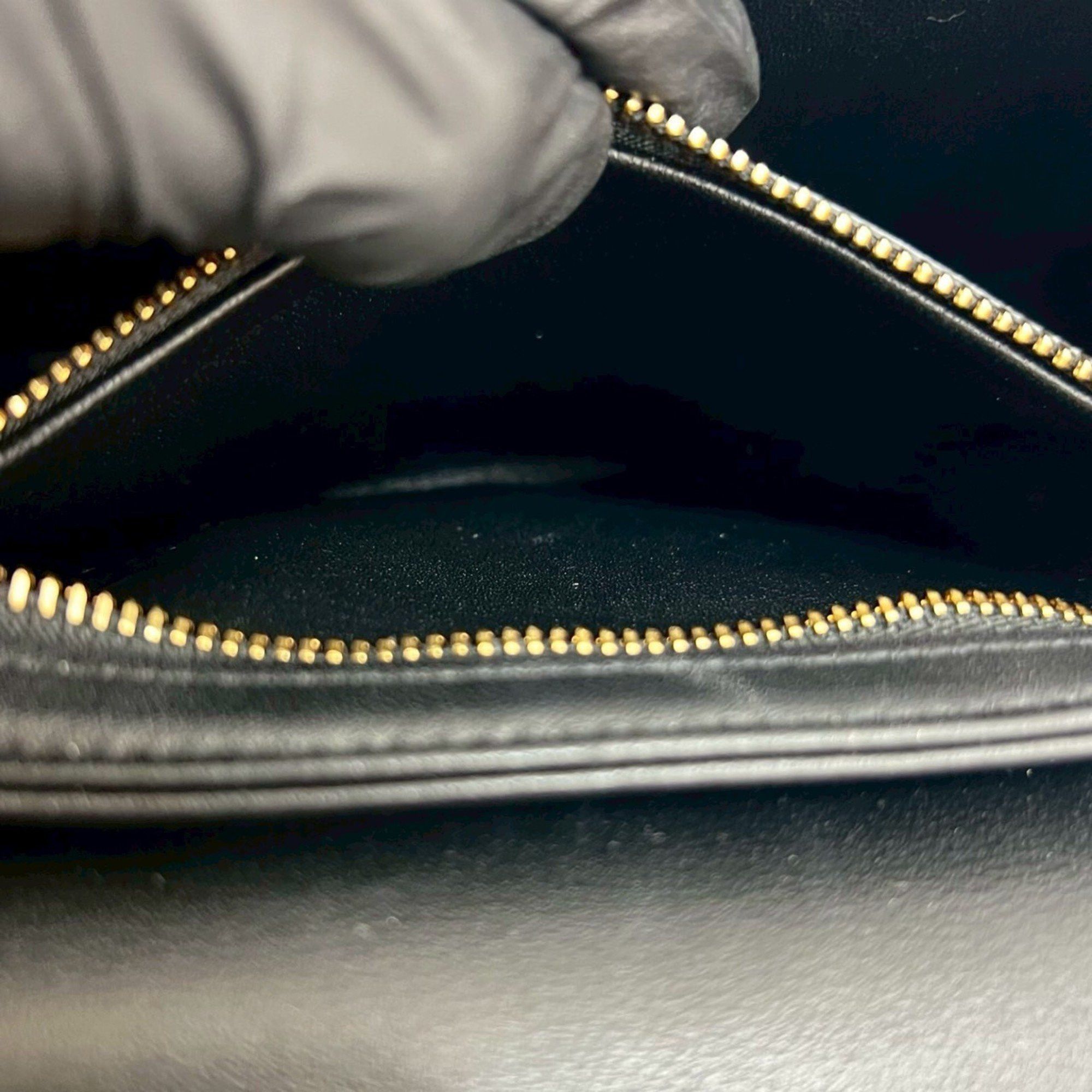 Celine CELINE Teen Chain Besas Triomphe Logo Calf Leather Shoulder Bag Pochette Black 30423 Size ONE SIZE - 10 Thumbnail