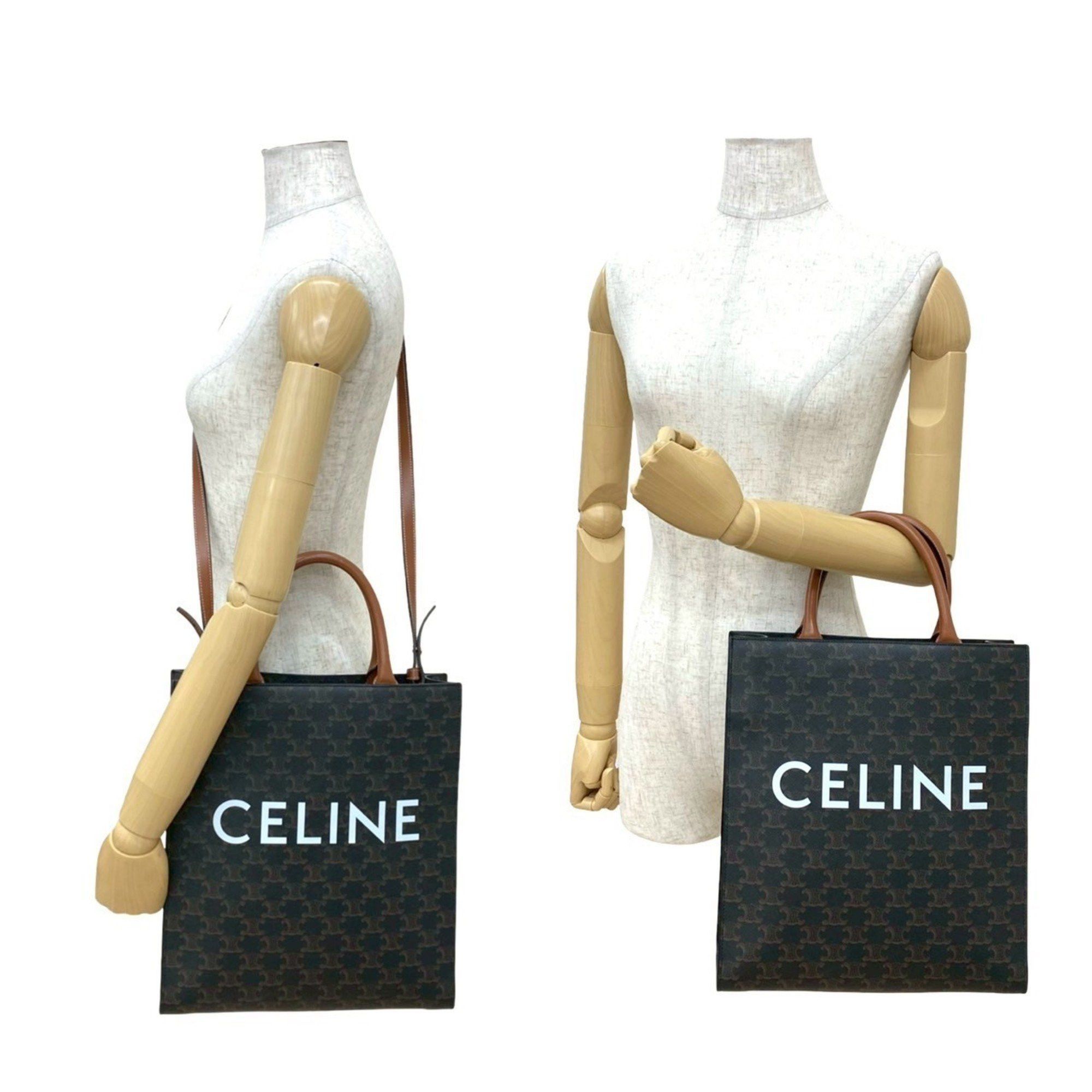Celine CELINE Vertical Cabas Leather 2-Way Handbag, Mini Tote Bag, Shoulder Brown 1341c Size ONE SIZE - 2 Thumbnail