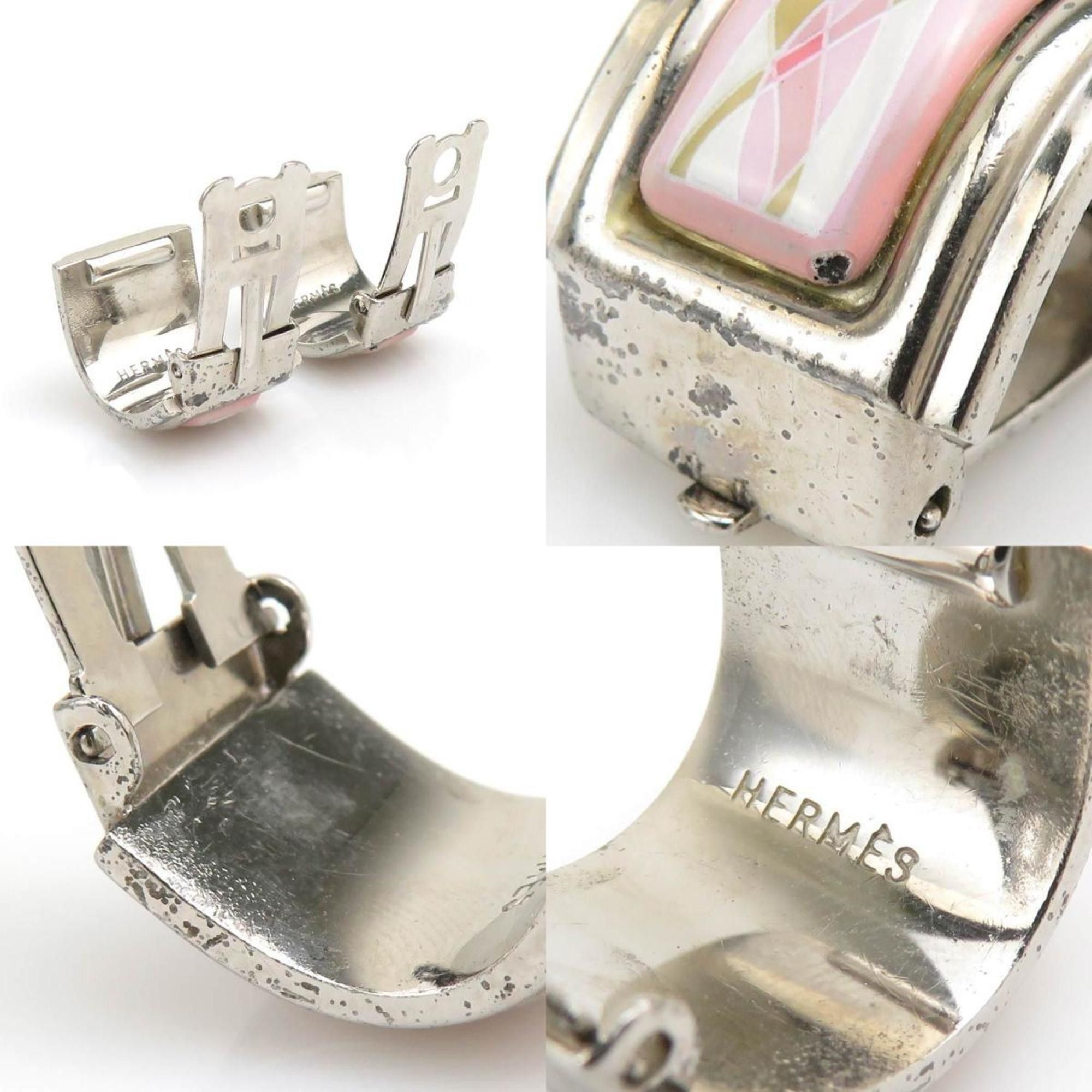 Hermes Hermes Hermès cloisonné metal enamel earrings in silver, pink, and multicolor for women (e60965a) Size ONE SIZE - 5 Thumbnail