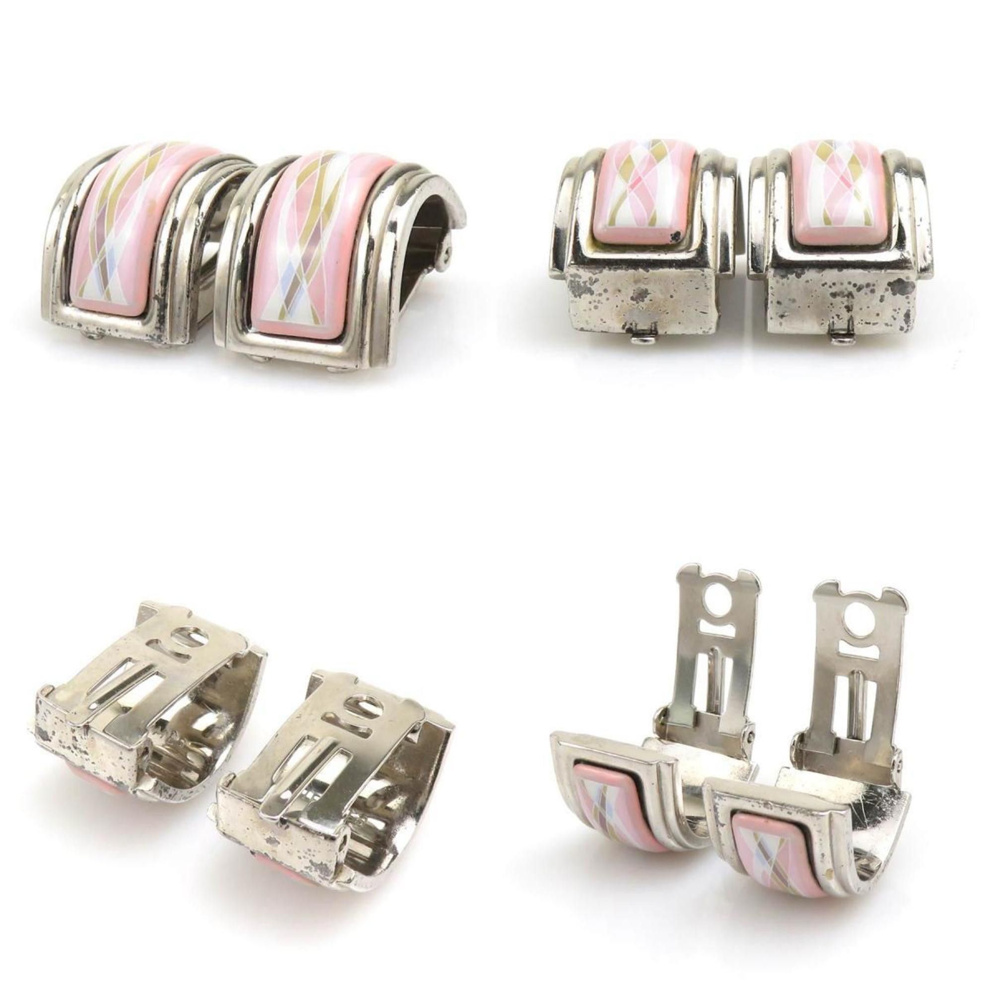 Hermes Hermes Hermès cloisonné metal enamel earrings in silver, pink, and multicolor for women (e60965a) Size ONE SIZE - 4 Thumbnail
