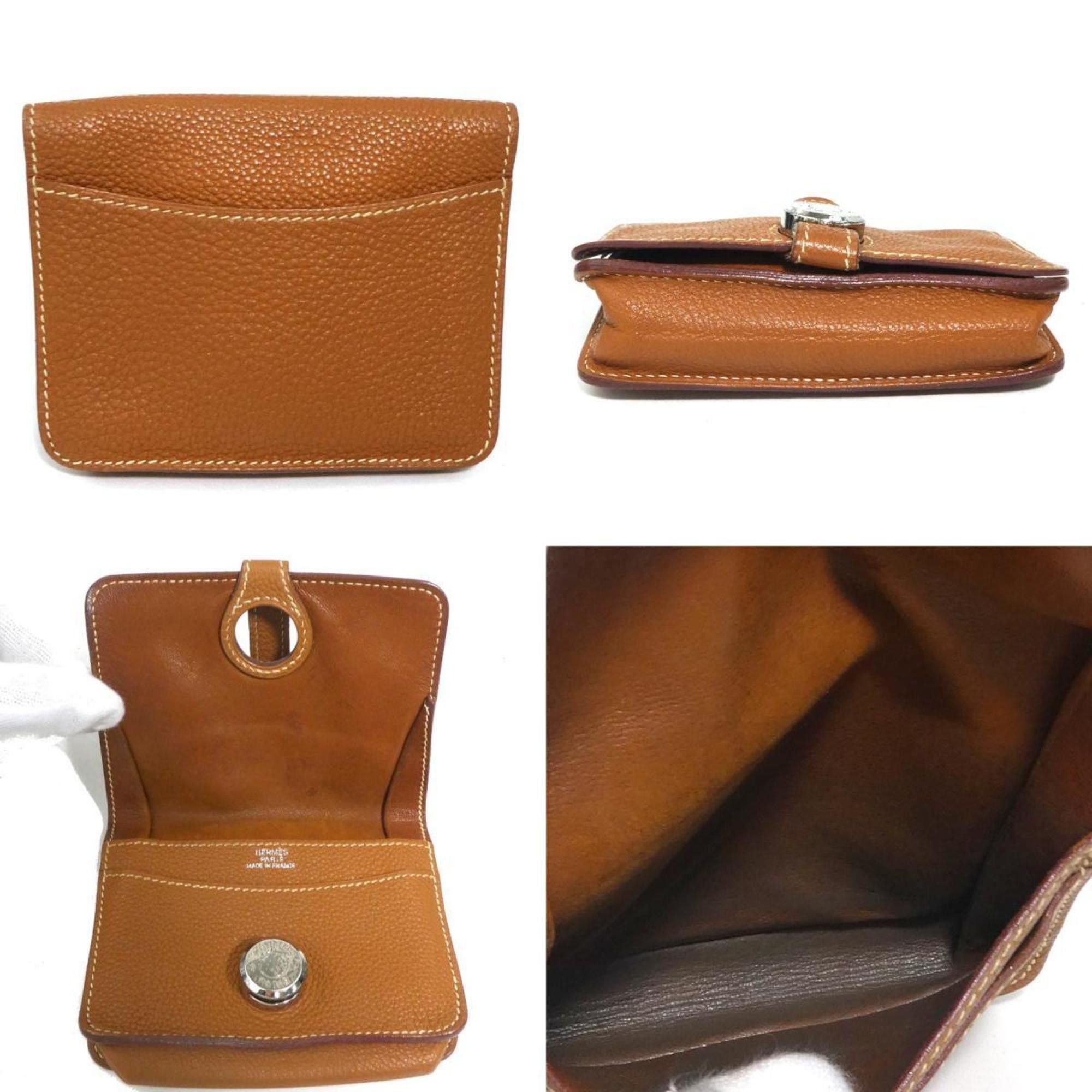 Hermes Hermes Hermès Dogon Leather Wallet/Coin Case, Brown and Silver, Men's Women's, e60938g Size ONE SIZE - 2 Thumbnail