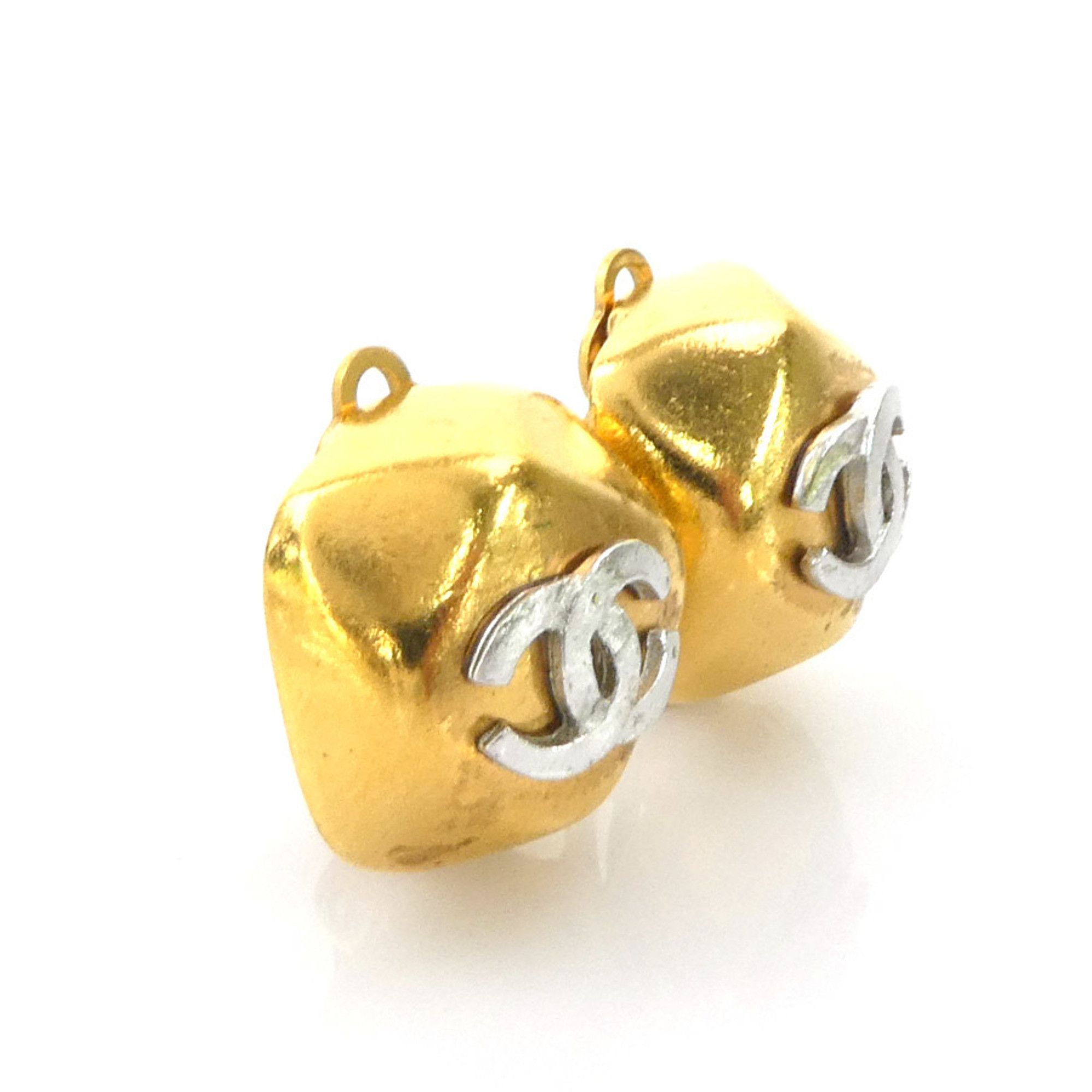 Chanel CHANEL Coco Mark Metal Earrings, Gold and Silver, Women's, e60940g Size ONE SIZE - 2 Thumbnail
