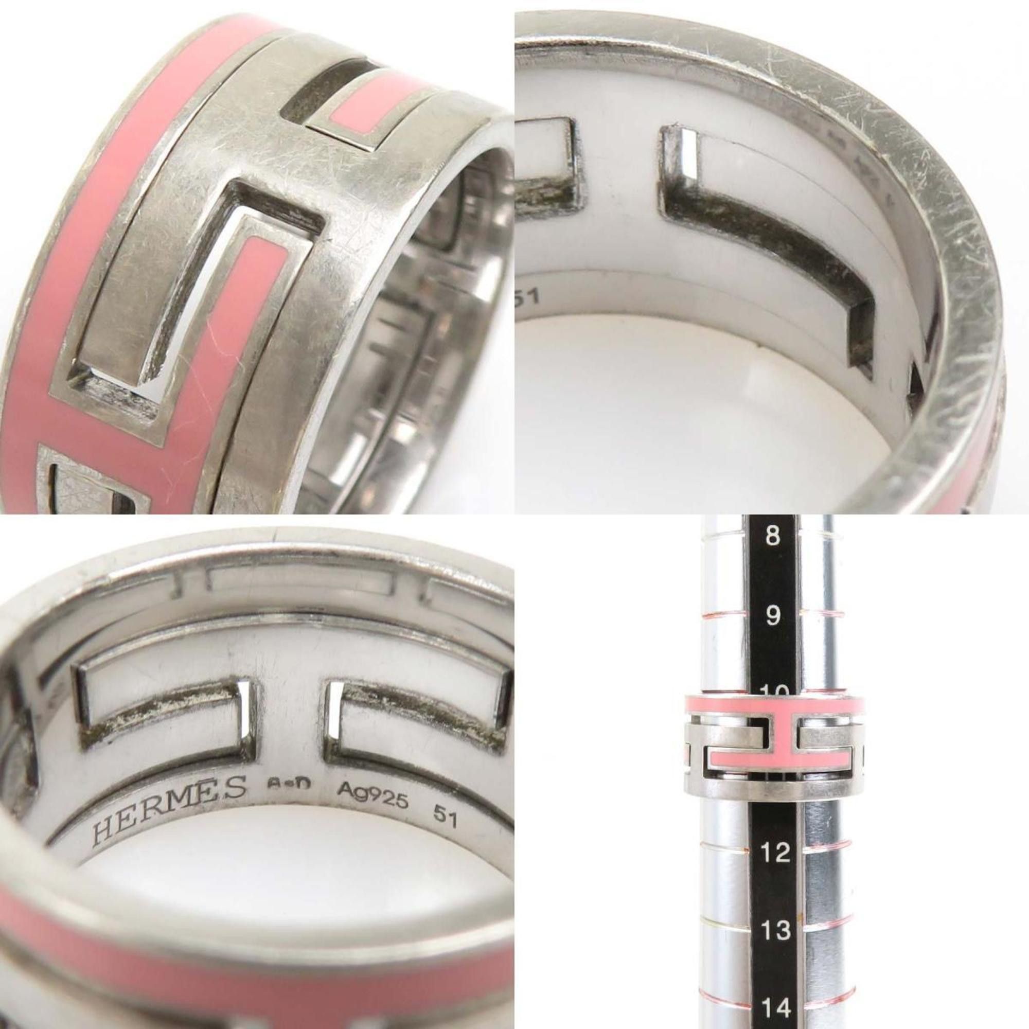 Hermes Hermes Hermès Move Ash Ring in Silver 925 with Enamel and Pink Silver, Women's, e60948a Size ONE SIZE - 5 Thumbnail