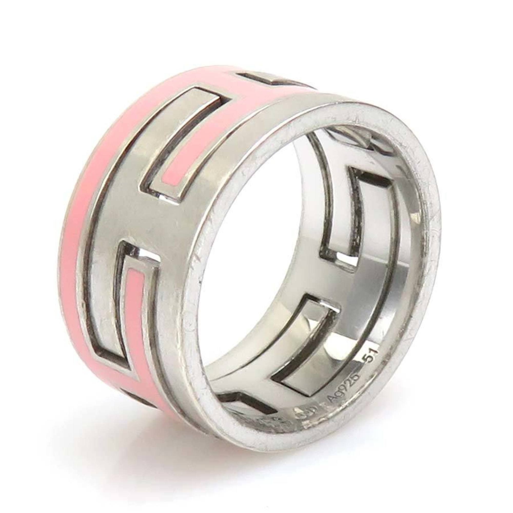 Hermes Hermes Hermès Move Ash Ring in Silver 925 with Enamel and Pink Silver, Women's, e60948a Size ONE SIZE - 3 Thumbnail