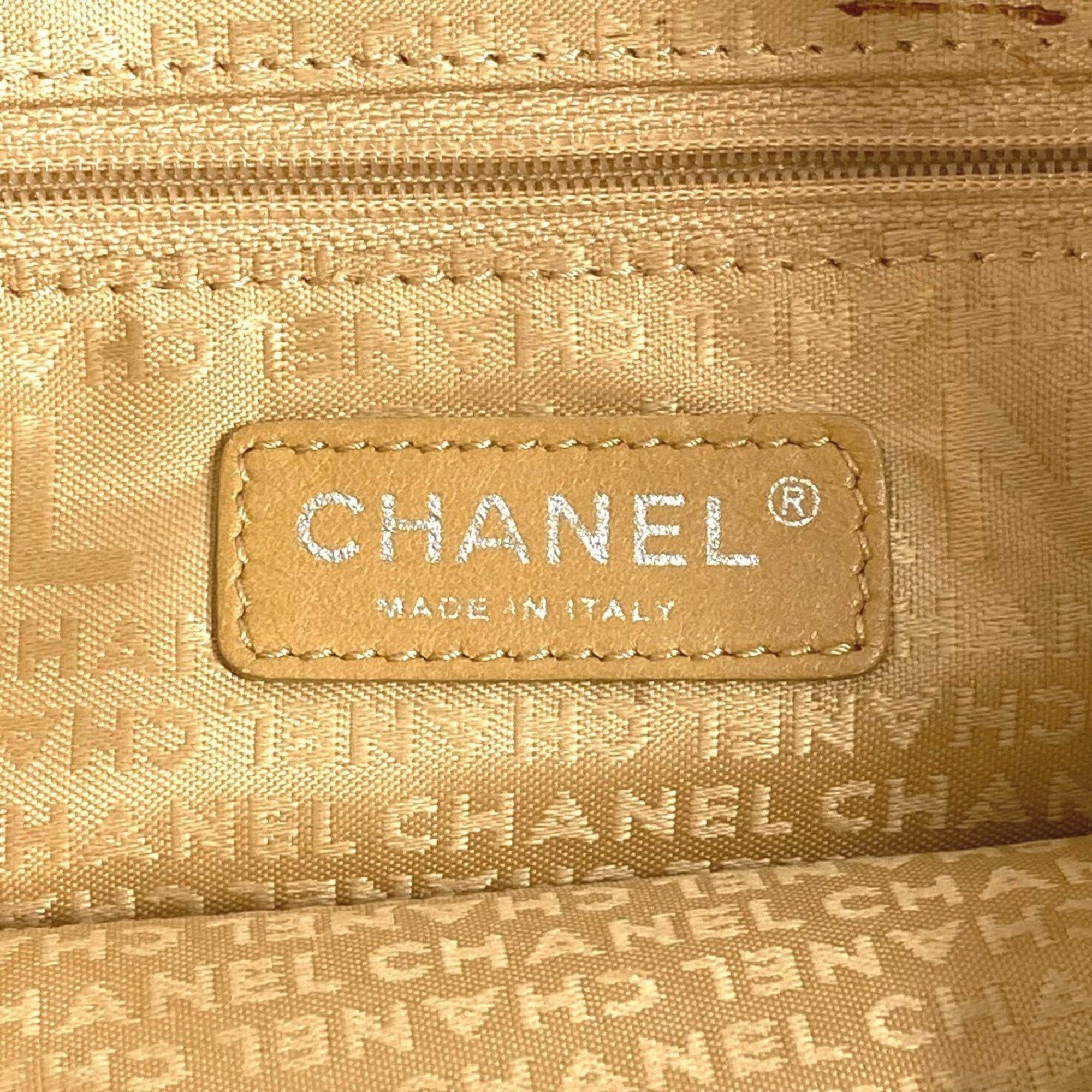 CHANEL Clover Logo 2-Way Handbag/Vertical Tote/Shoulder Bag in Leather/Canvas, Black