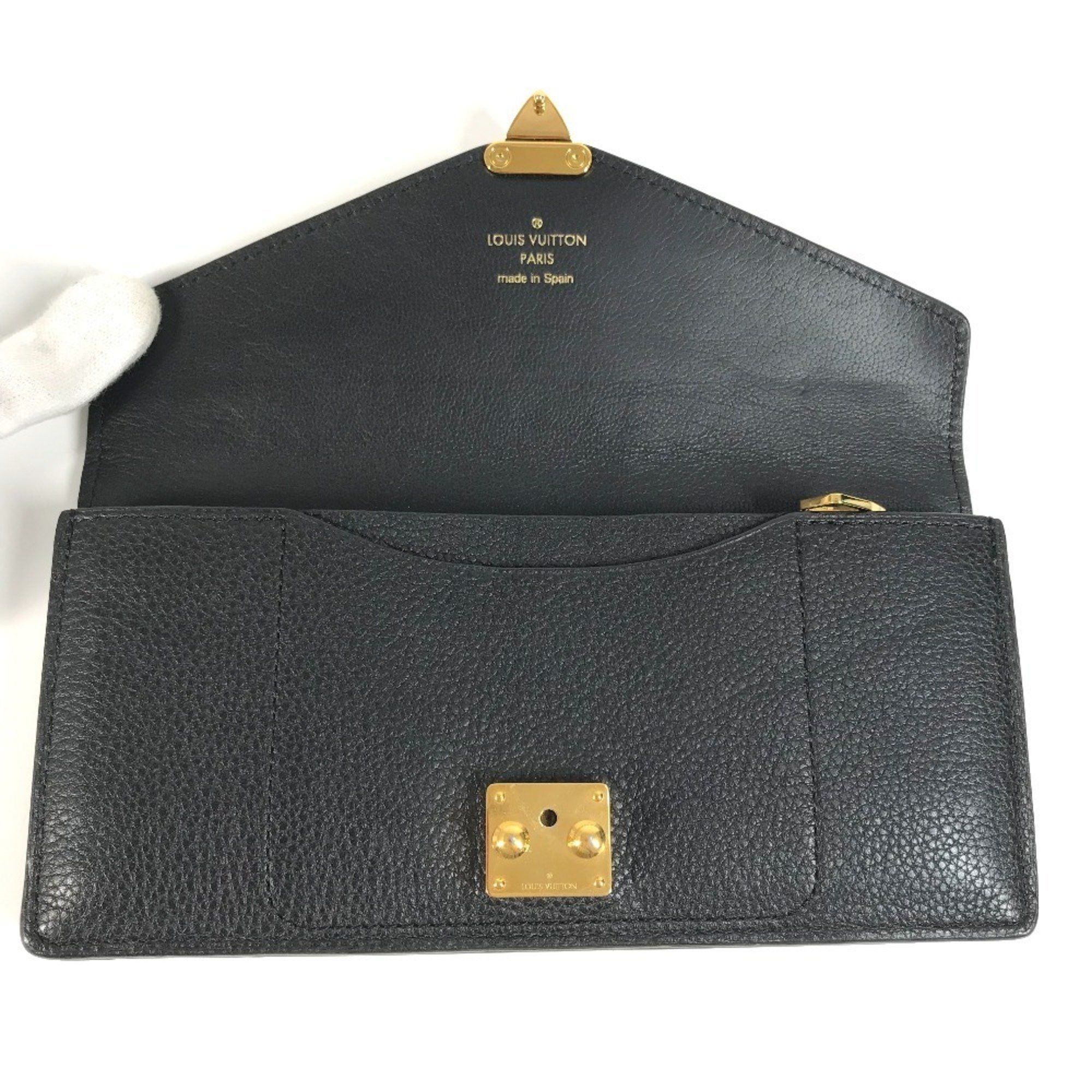 Louis Vuitton Louis Vuitton Bi-fold Flap Long Wallet in Calfskin Leather, Unisex, Black Size ONE SIZE - 9 Thumbnail