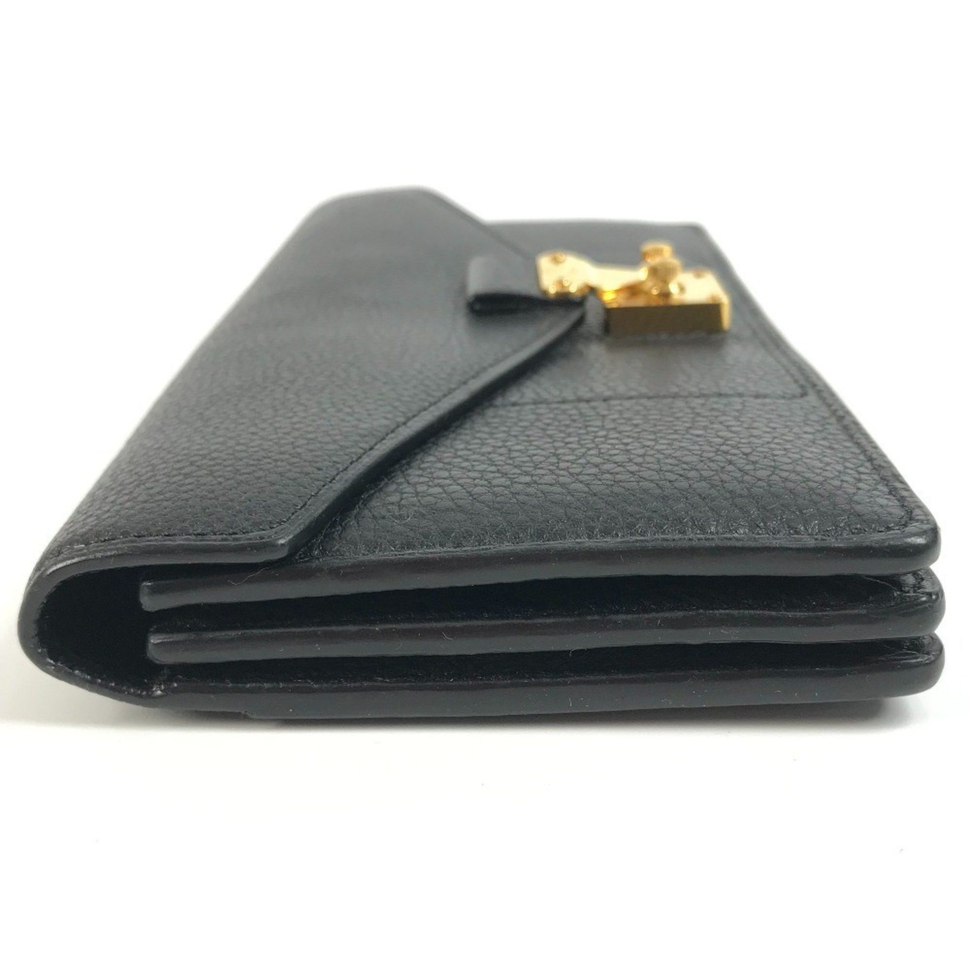 Louis Vuitton Louis Vuitton Bi-fold Flap Long Wallet in Calfskin Leather, Unisex, Black Size ONE SIZE - 3 Thumbnail