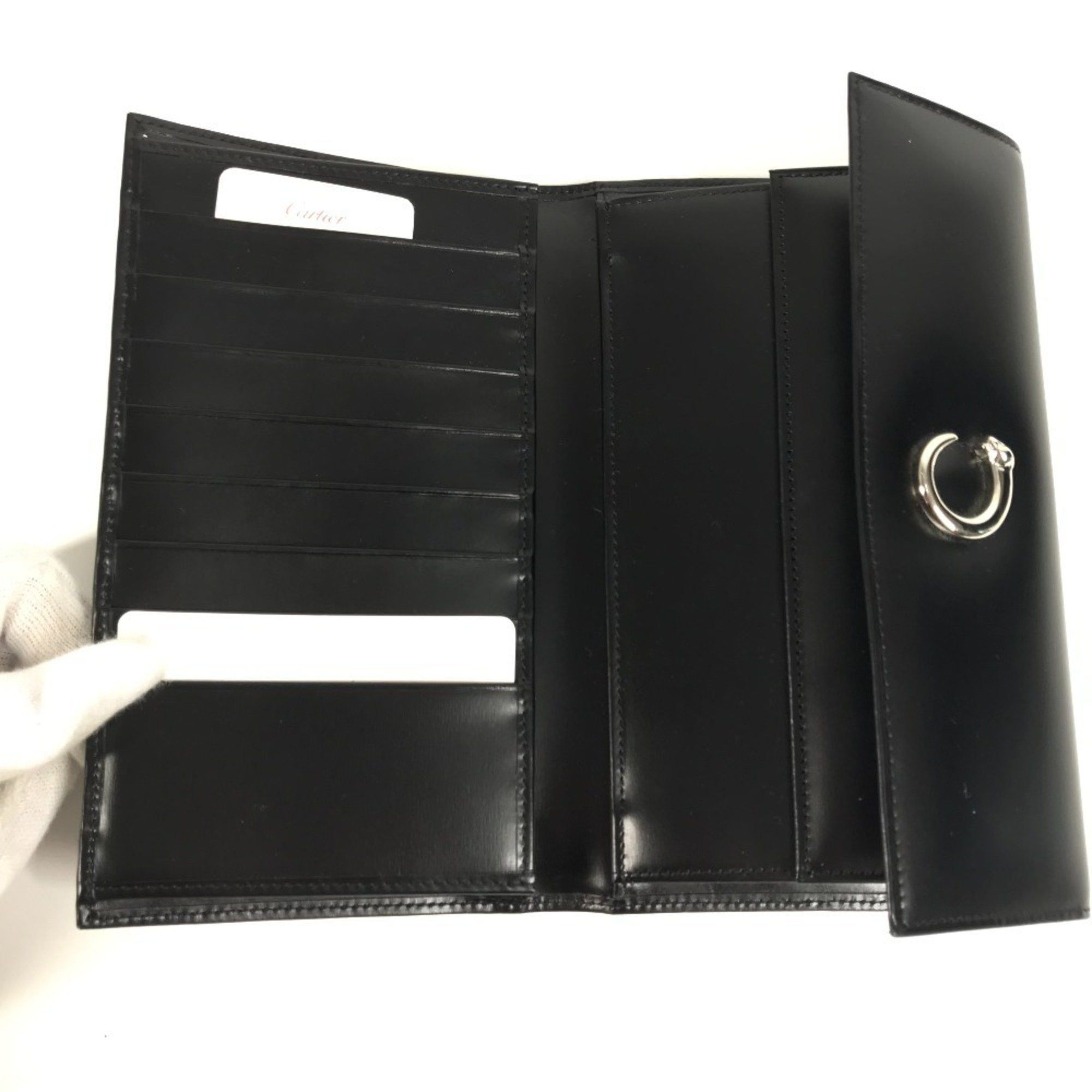 Cartier CARTIER Panthère Bifold Long Wallet Leather Unisex Black Size ONE SIZE - 9 Thumbnail