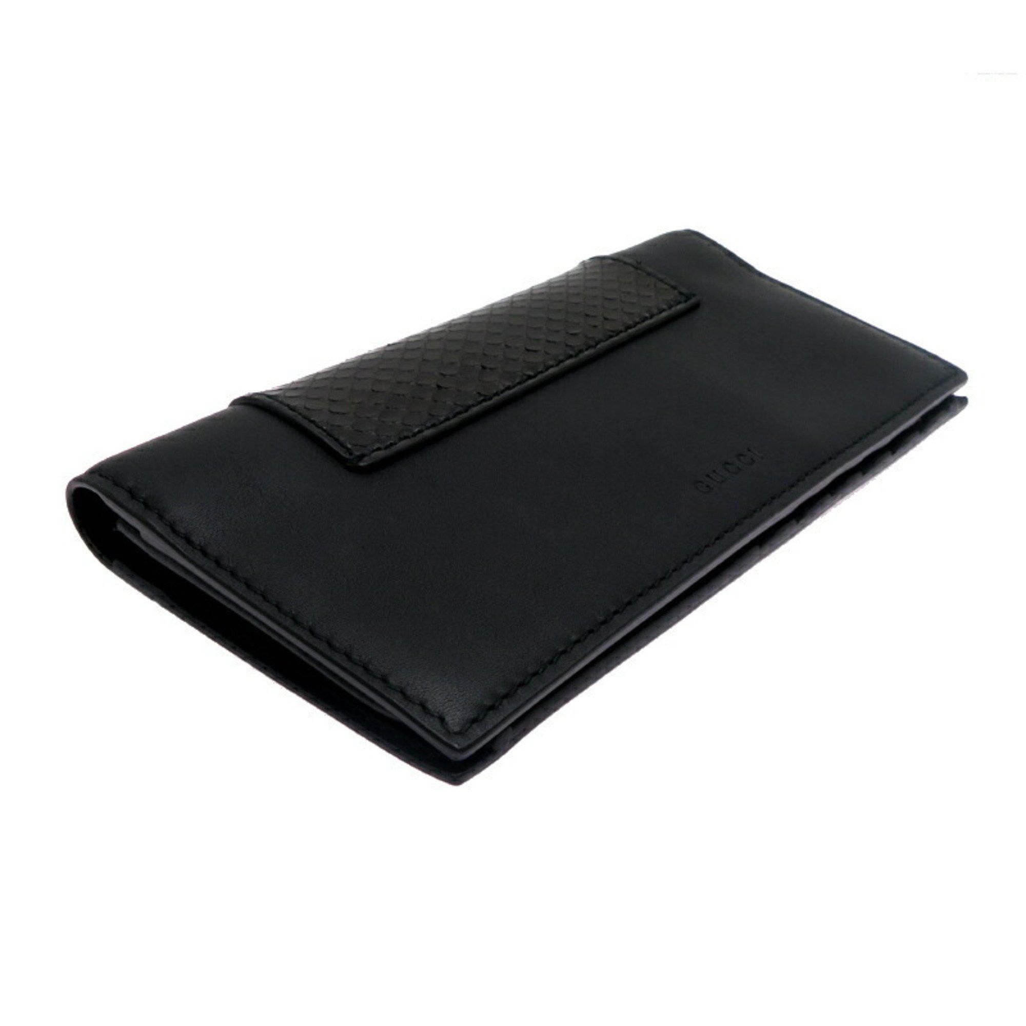 Gucci Gucci Men's and Women's Long Wallet 386836 Leather Black Size ONE SIZE - 3 Thumbnail