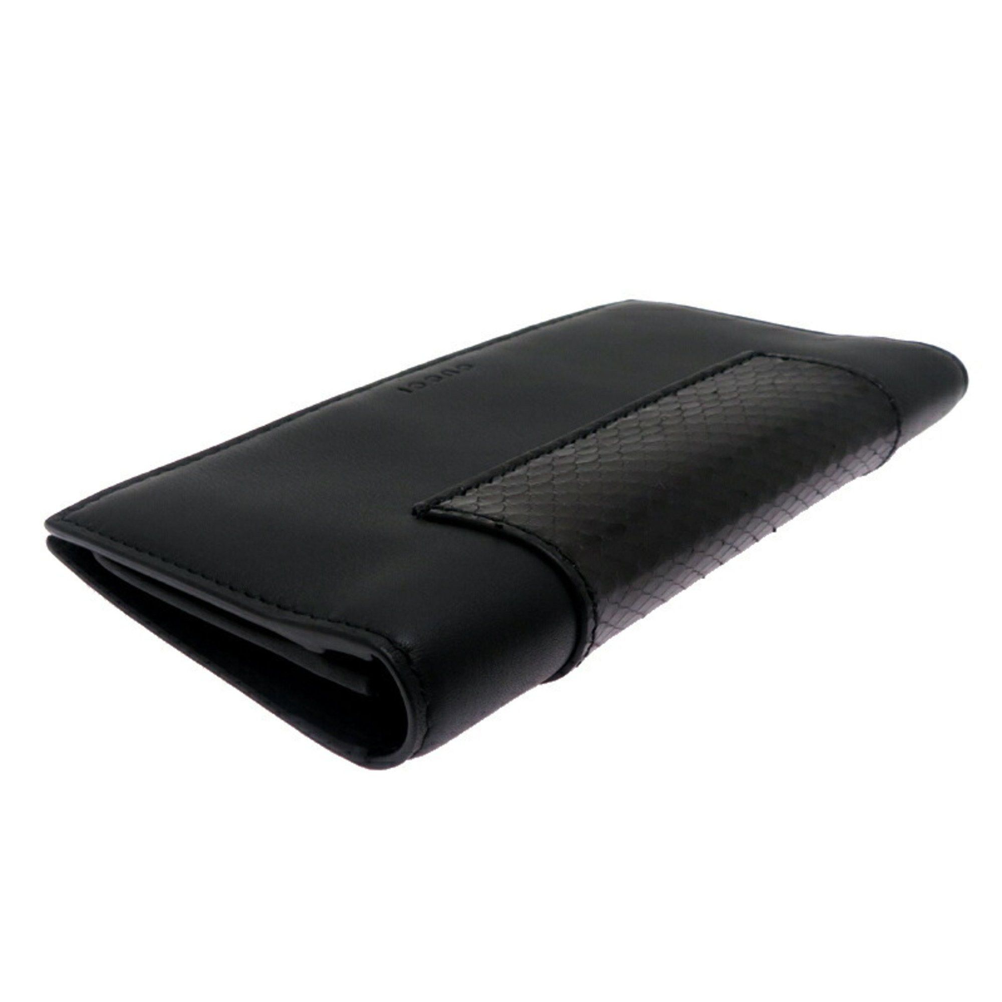 Gucci Gucci Men's and Women's Long Wallet 386836 Leather Black Size ONE SIZE - 4 Thumbnail