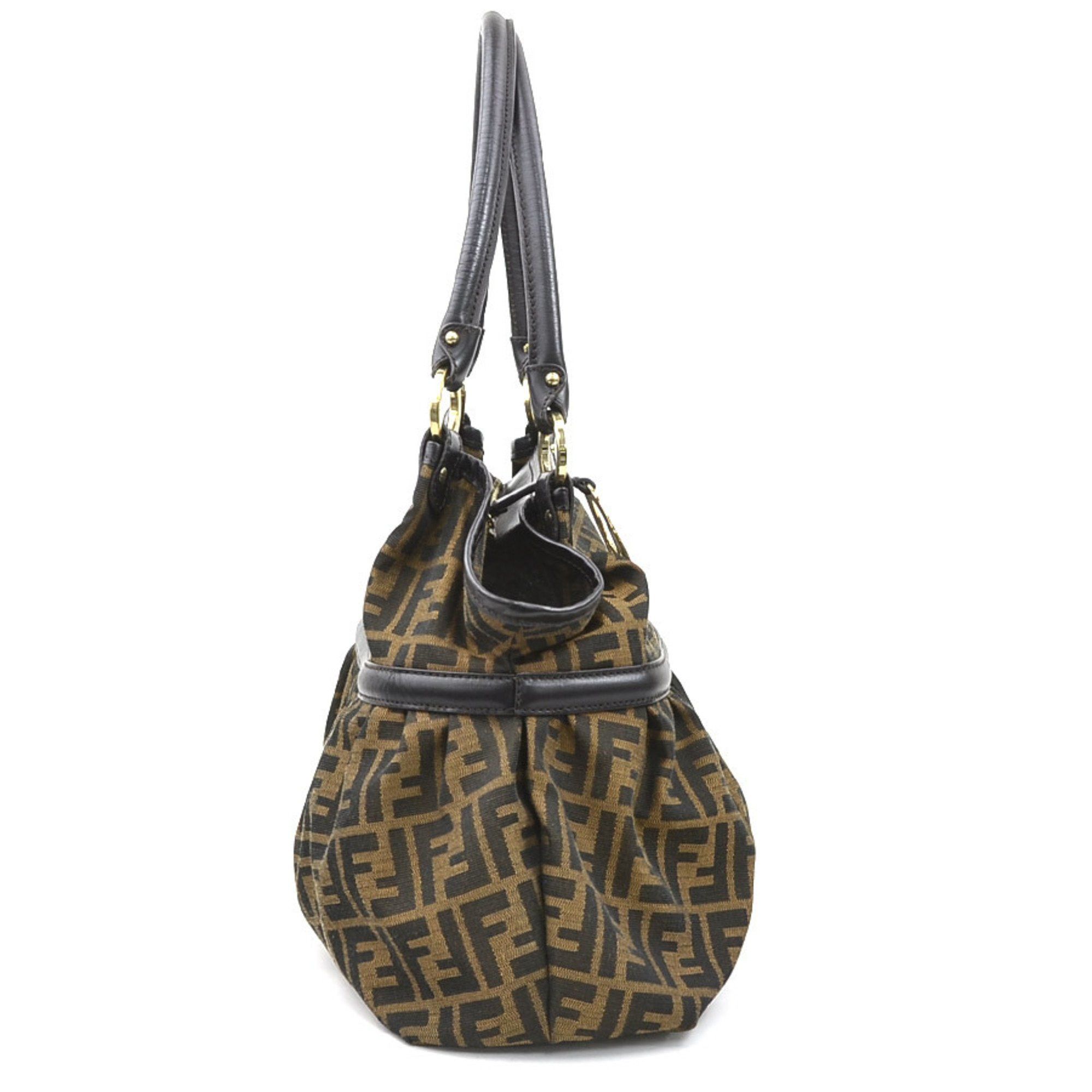 Fendi Fendi Zucca Canvas and Leather Shoulder Bag in Brown Gold, Women's, 8BH186-JWU, e60951a Size ONE SIZE - 2 Thumbnail