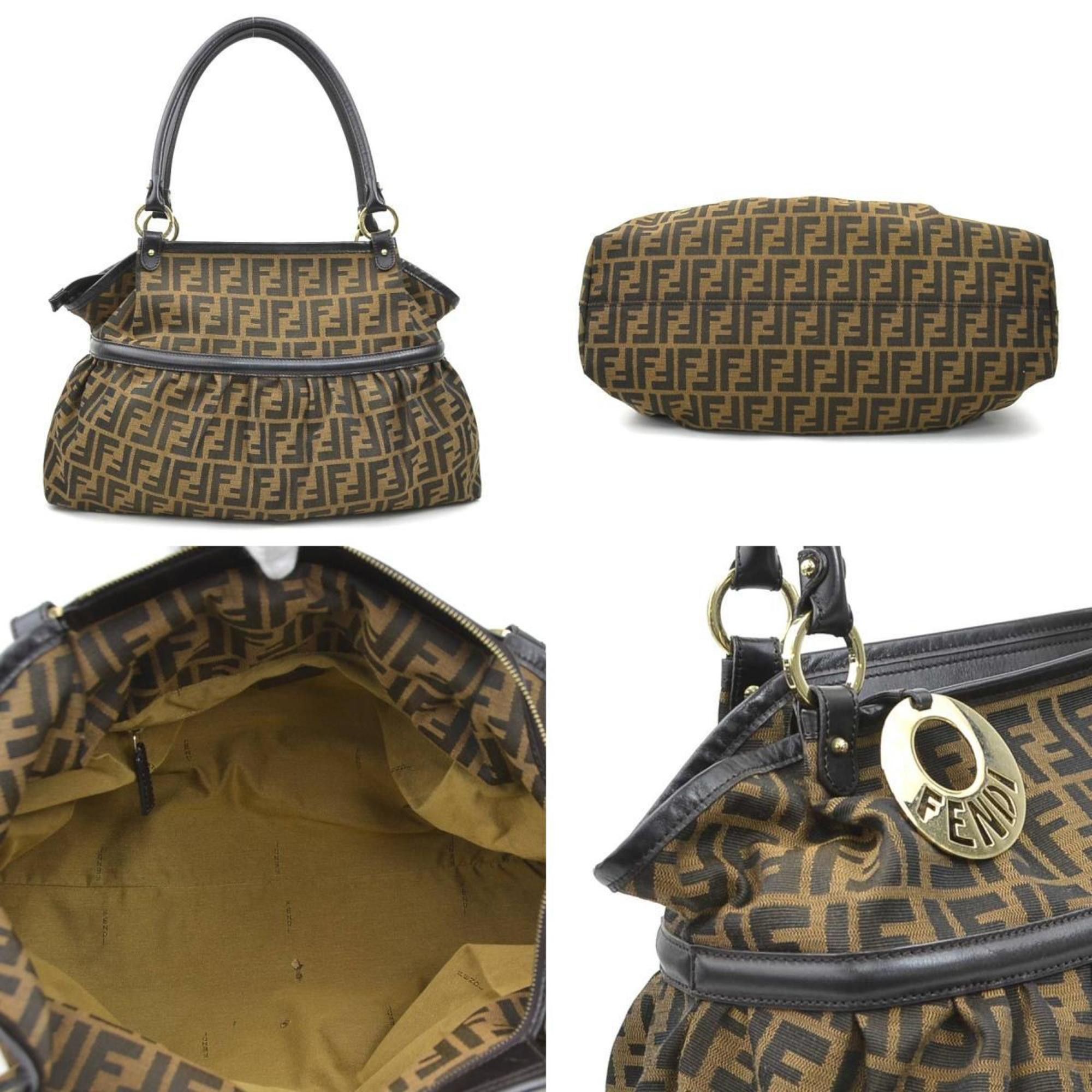 Fendi Fendi Zucca Canvas and Leather Shoulder Bag in Brown Gold, Women's, 8BH186-JWU, e60951a Size ONE SIZE - 3 Thumbnail