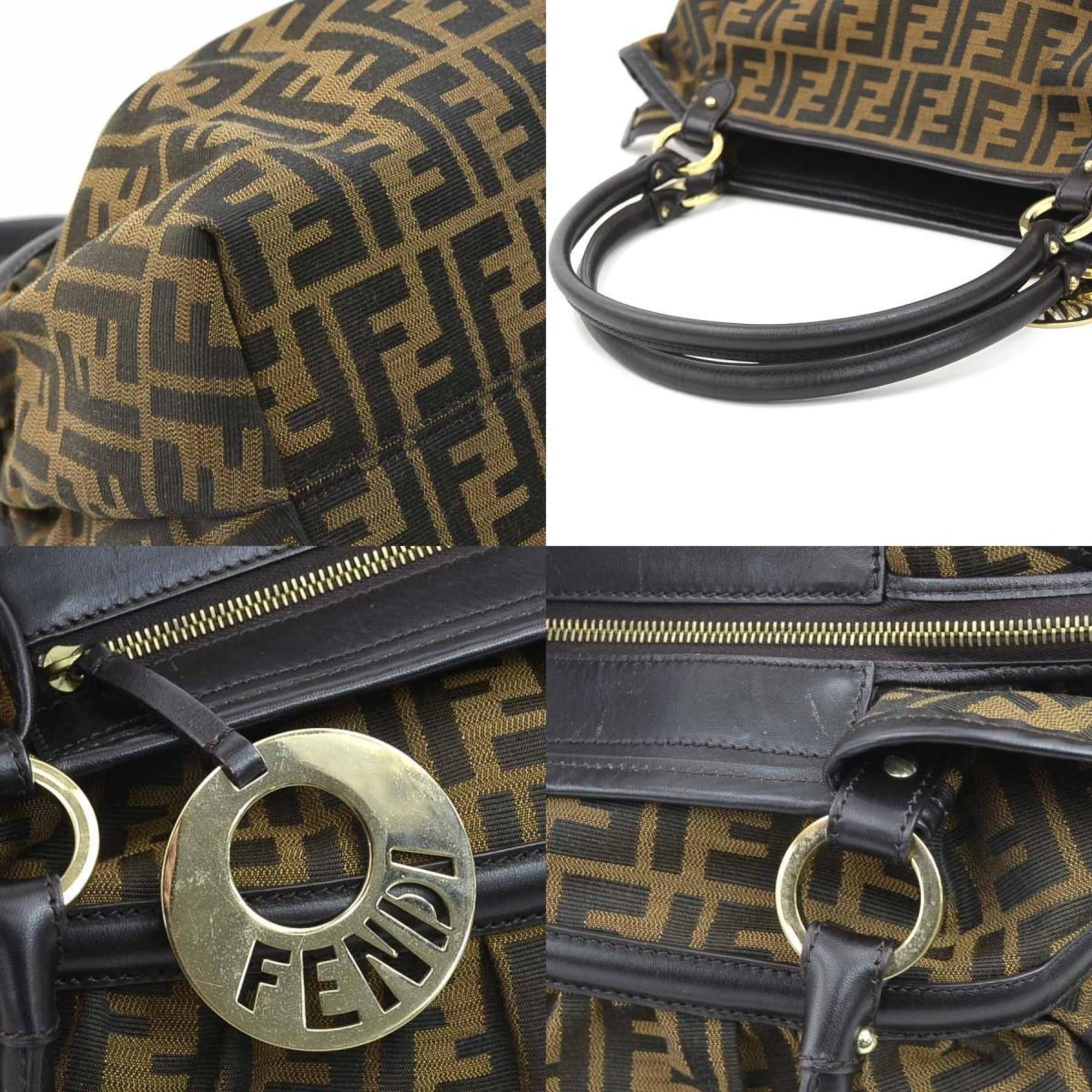 Fendi Fendi Zucca Canvas and Leather Shoulder Bag in Brown Gold, Women's, 8BH186-JWU, e60951a Size ONE SIZE - 4 Thumbnail