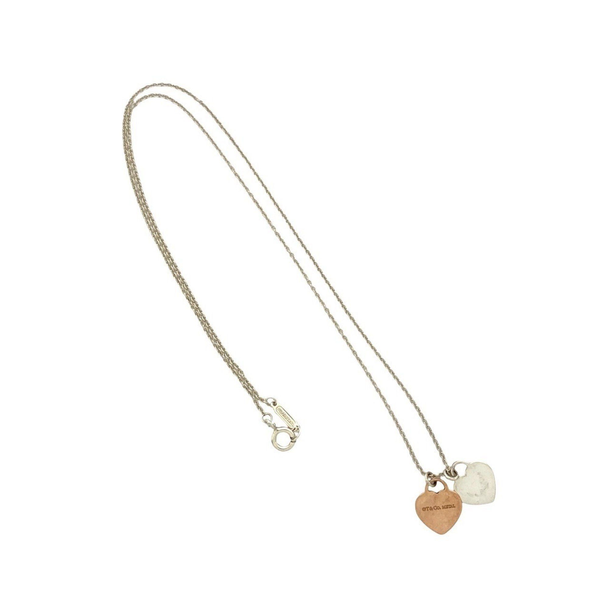 Tiffany & Co. TIFFANY & Co. Tiffany Return to Double Heart Sterling Silver 925 Metal Necklace Choker Pendant 97439 Size ONE SIZE - 4 Thumbnail