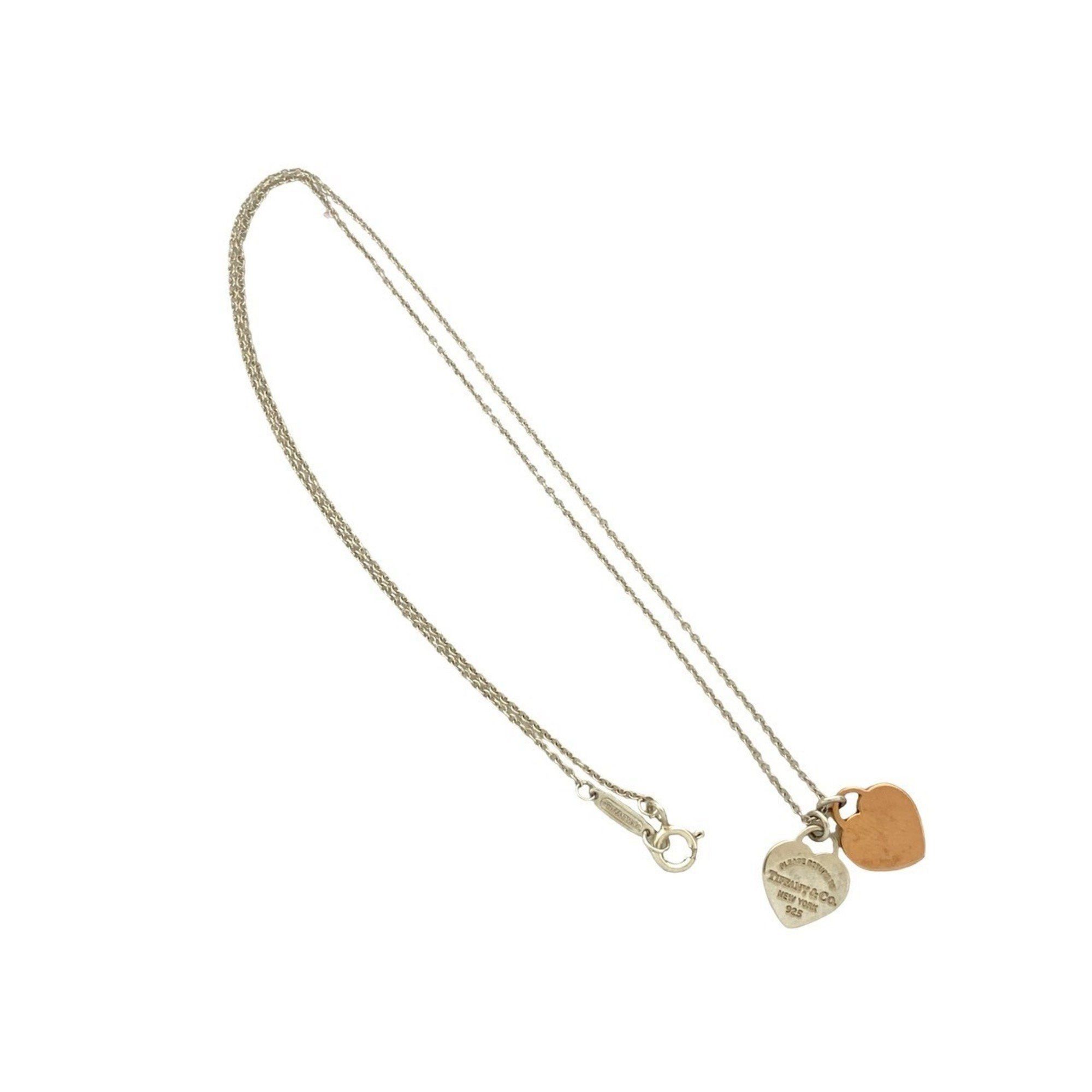 Tiffany & Co. TIFFANY & Co. Tiffany Return to Double Heart Sterling Silver 925 Metal Necklace Choker Pendant 97439 Size ONE SIZE - 3 Thumbnail