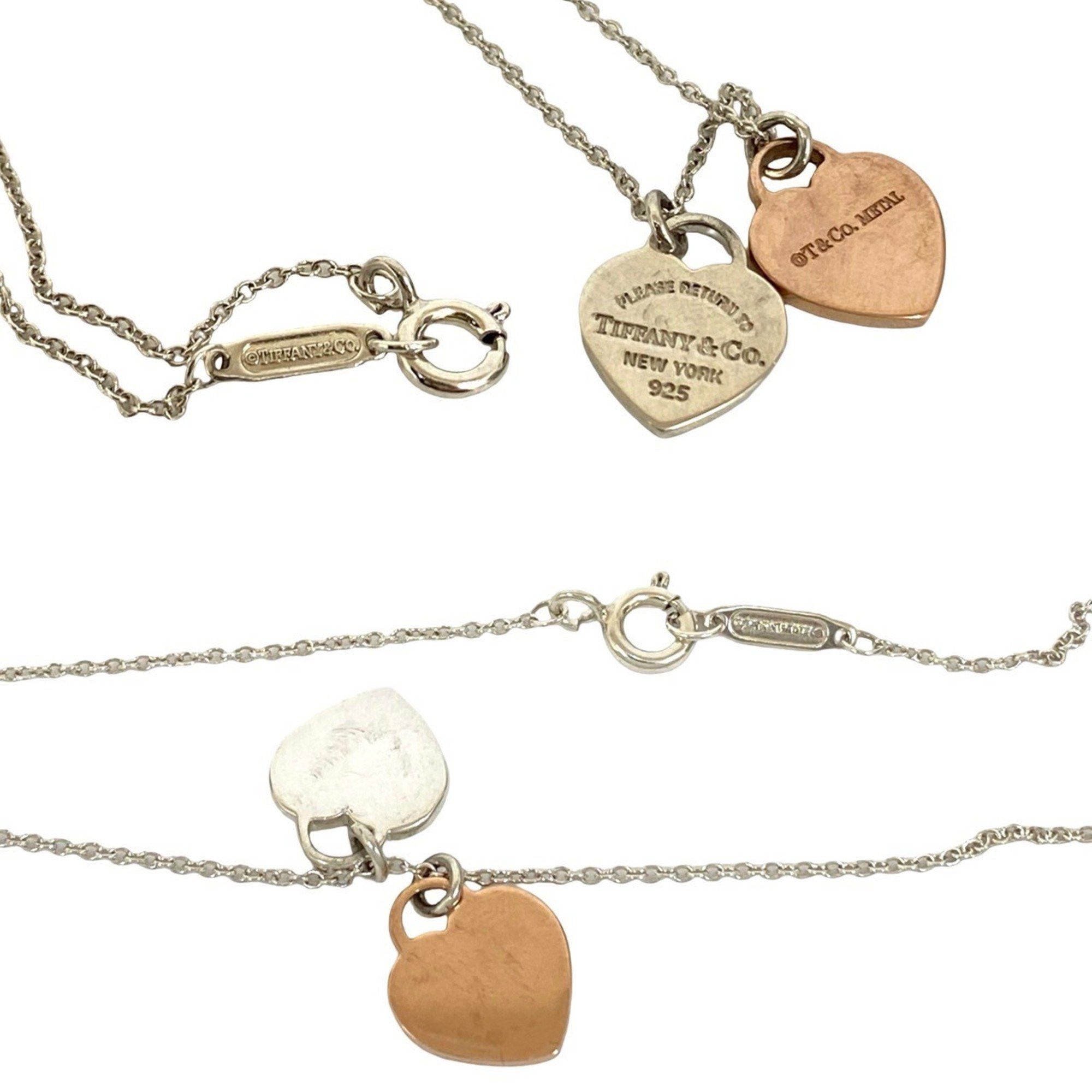 Tiffany & Co. TIFFANY & Co. Tiffany Return to Double Heart Sterling Silver 925 Metal Necklace Choker Pendant 97439 Size ONE SIZE - 2 Thumbnail