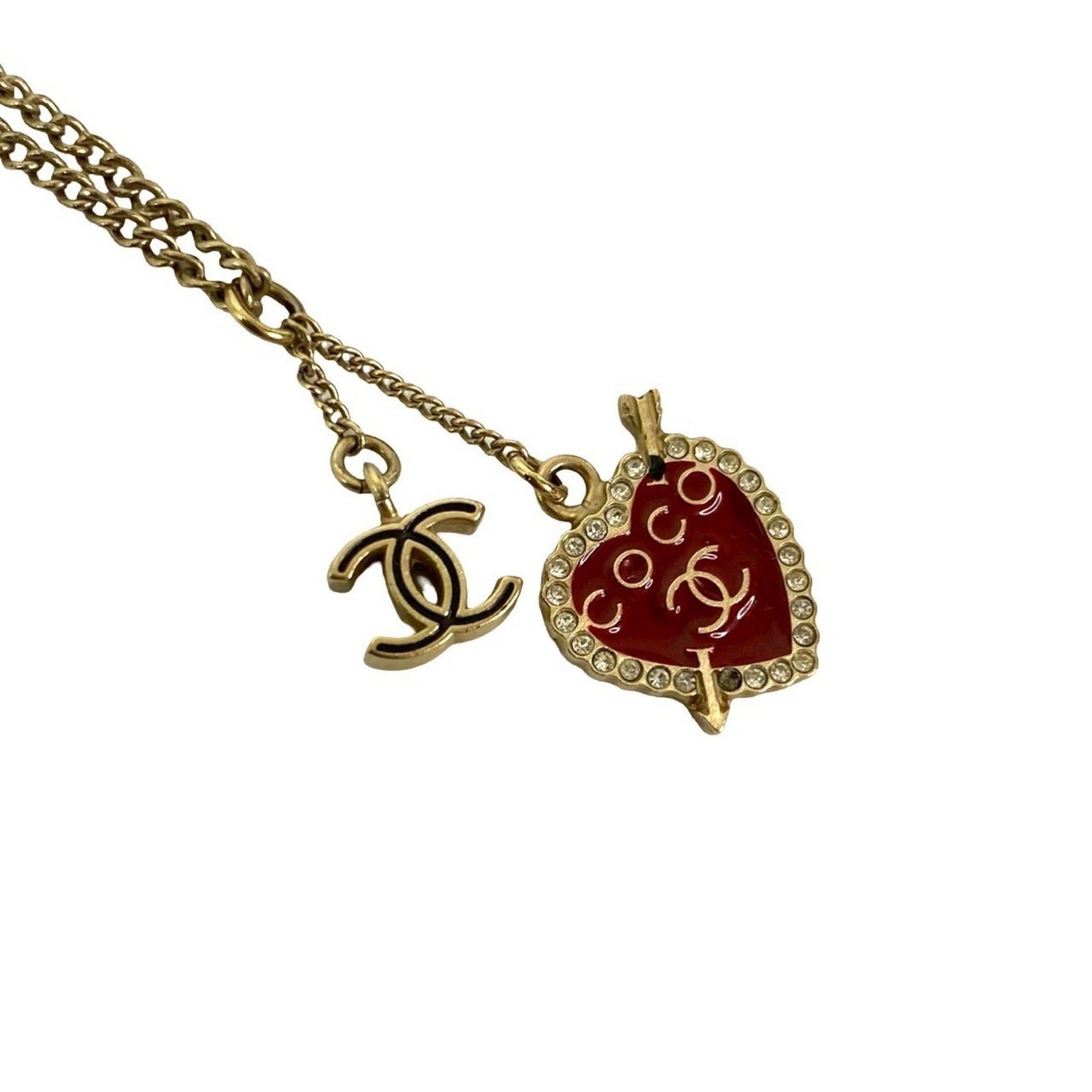 Chanel CHANEL Coco Mark Heart Motif Chain Necklace Pendant Gold 42706 Size ONE SIZE - 3 Thumbnail