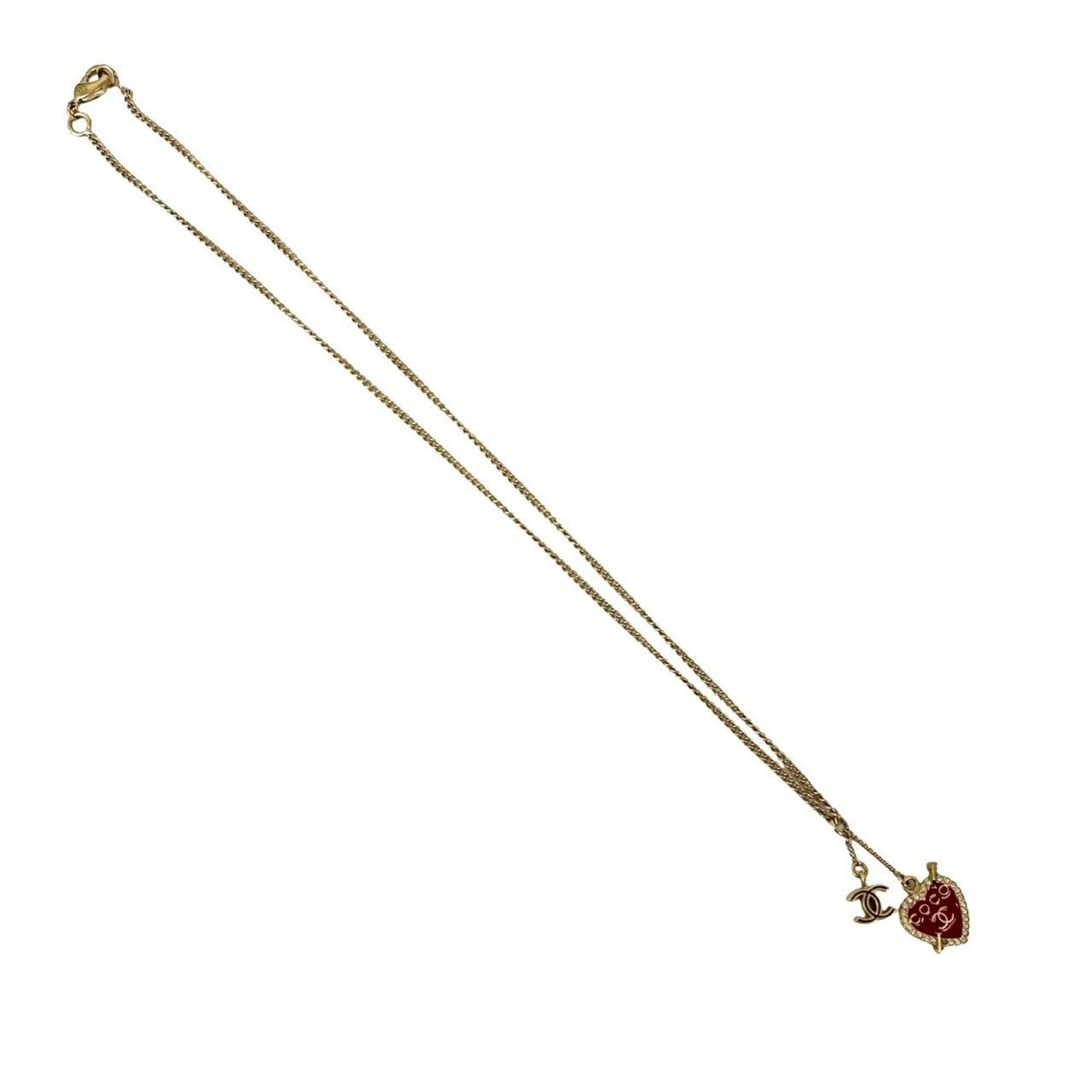 Chanel CHANEL Coco Mark Heart Motif Chain Necklace Pendant Gold 42706 Size ONE SIZE - 5 Thumbnail