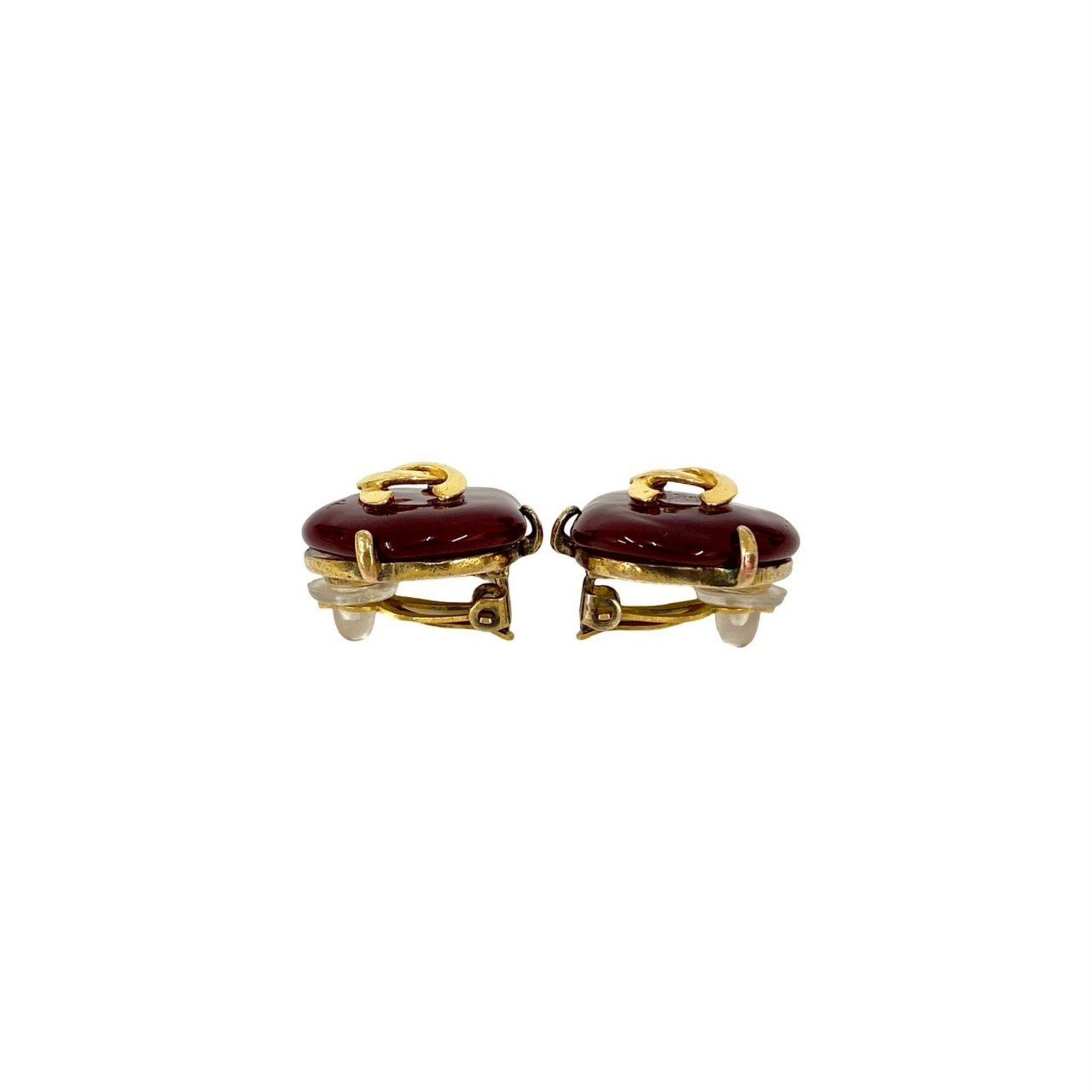 Chanel CHANEL Coco Mark Motif GP Earrings and Ear Cuffs in Gold Red (68662) Size ONE SIZE - 3 Thumbnail
