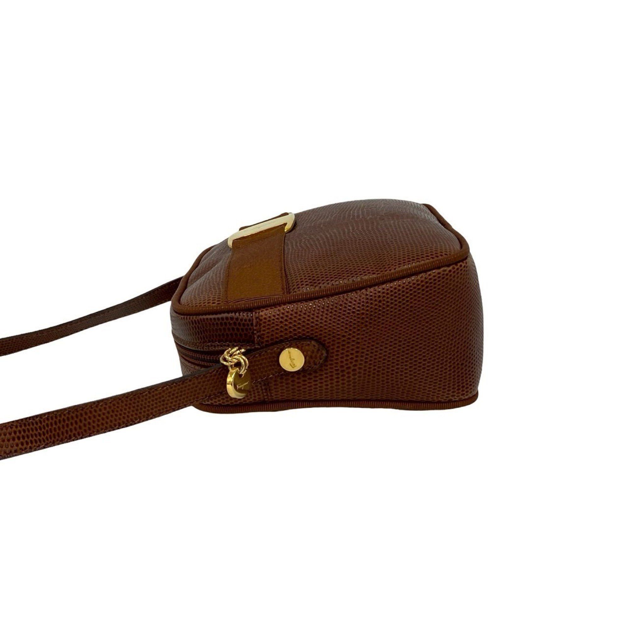 Salvatore Ferragamo Salvatore Ferragamo Vara shoulder bag with metal hardware and leather pouch, brown, 70876 Size ONE SIZE - 5 Thumbnail