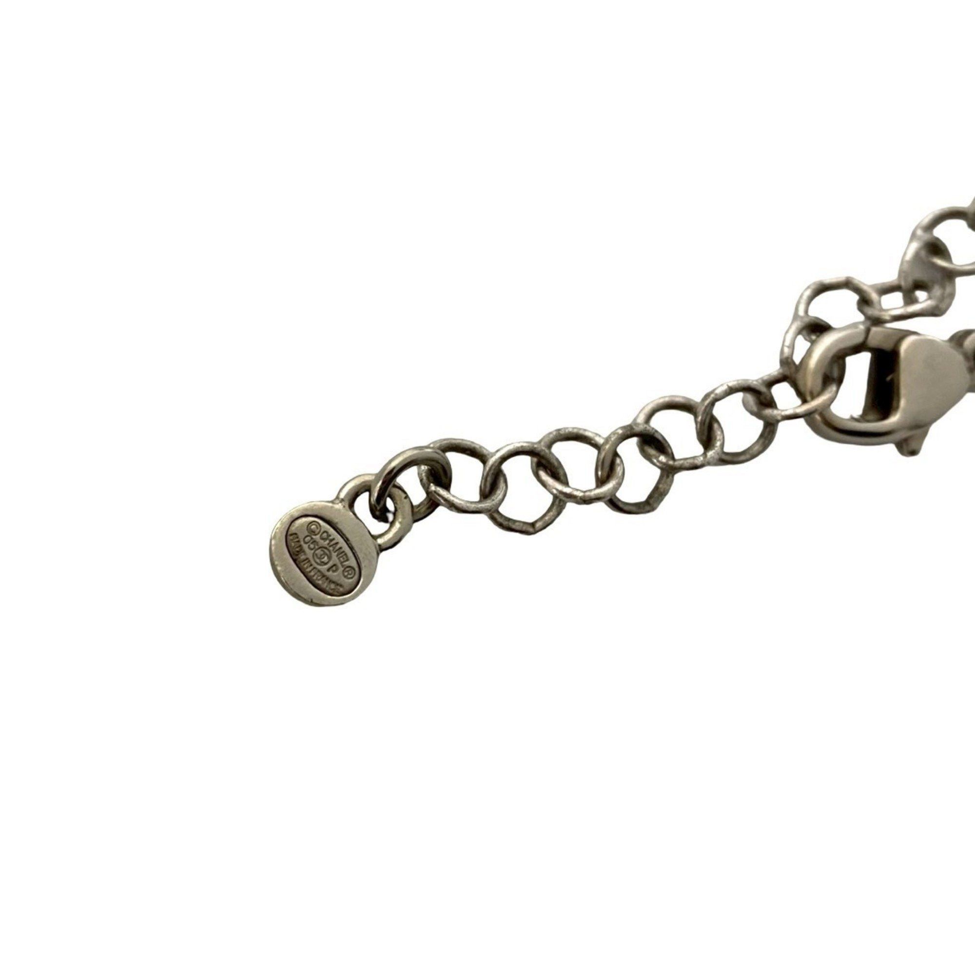 Chanel CHANEL Coco Mark Metal Faux Pearl Chain Necklace Pendant in Silver 23071 Size ONE SIZE - 2 Thumbnail