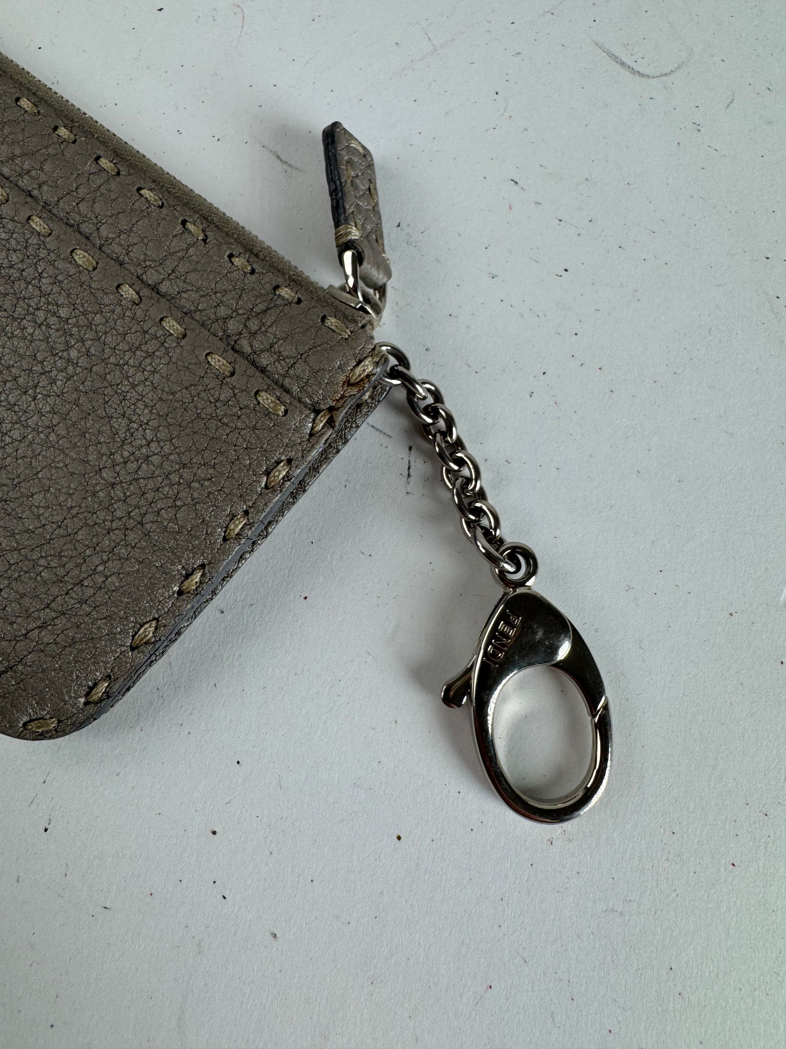 Fendi Vintage Leather Card Holder Grey Size ONE SIZE - 4 Thumbnail