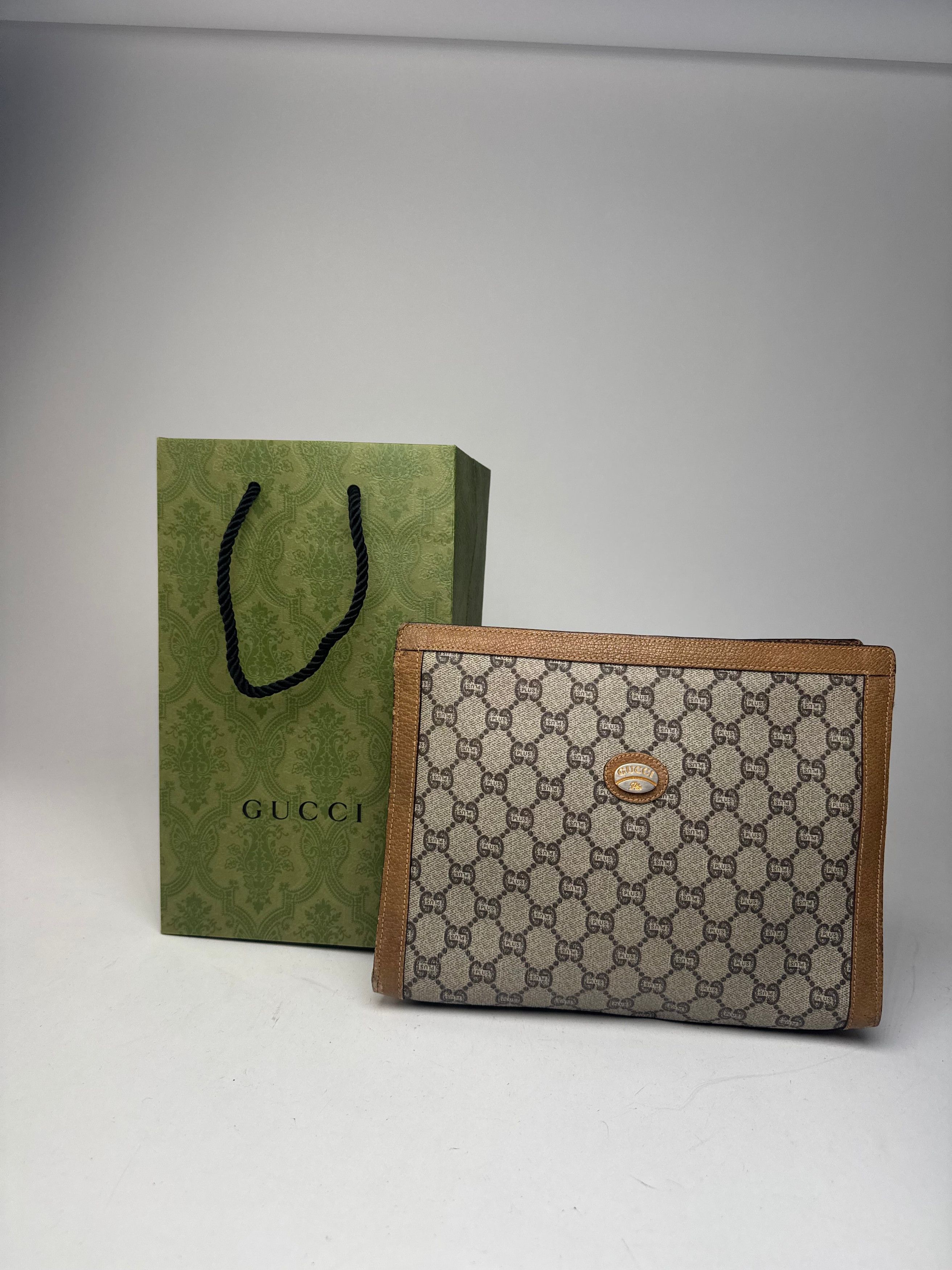 Gucci Vintage Plus Monogram Clutch Grey Brown Size ONE SIZE - 5 Thumbnail