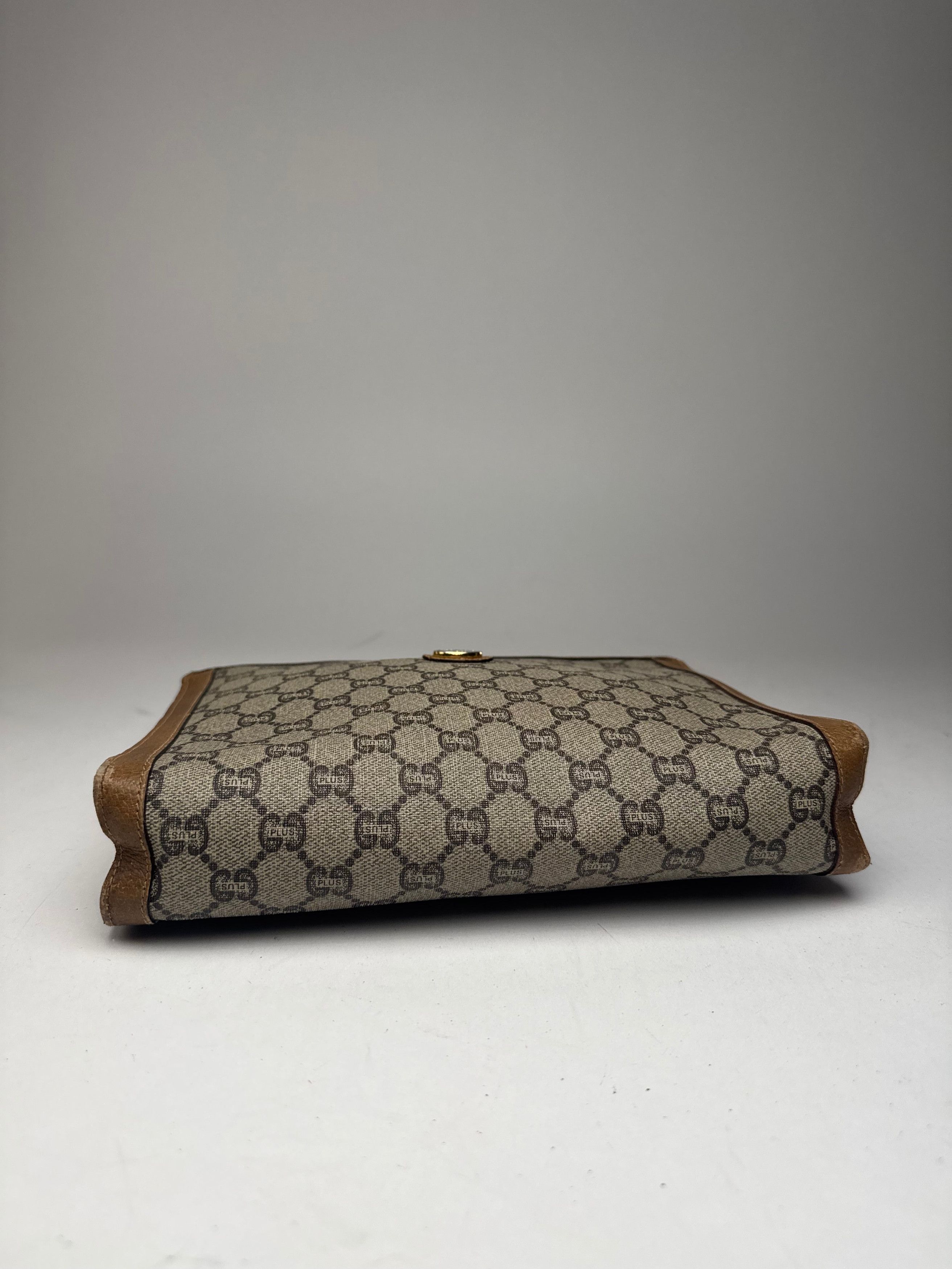 Gucci Vintage Plus Monogram Clutch Grey Brown Size ONE SIZE - 8 Thumbnail