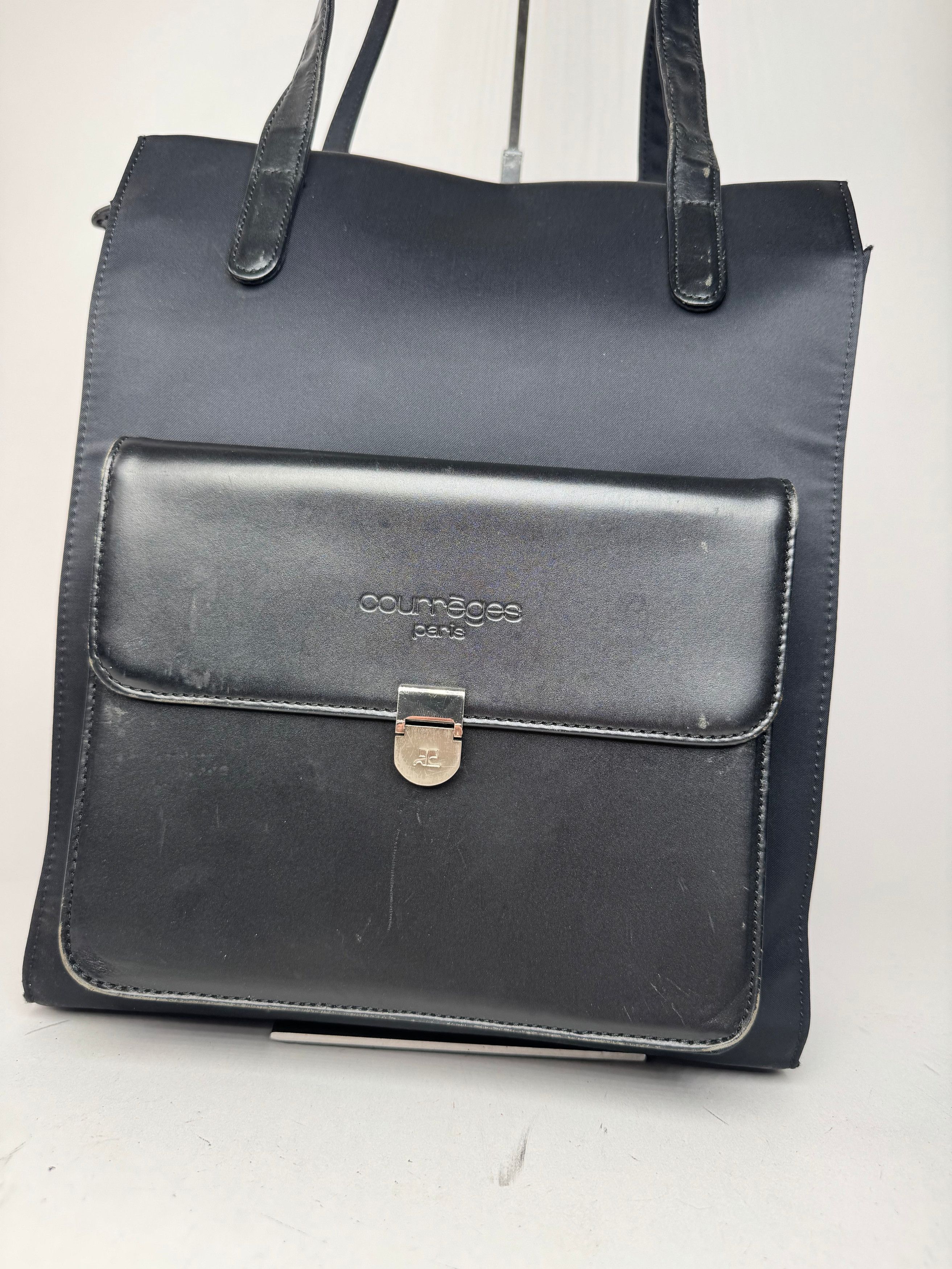 Courreges Vintage Leather Polyester Handbag black Size ONE SIZE - 6 Thumbnail