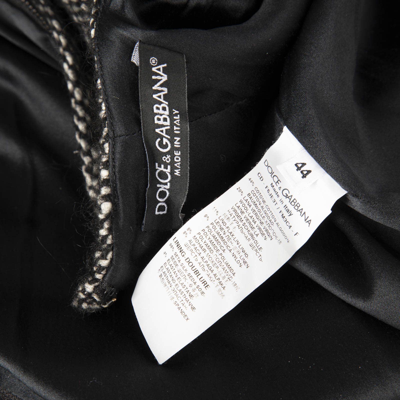 Dolce & Gabbana Black & White Tweed Pattern Dress Size M / US 6-8 / IT 42-44 - 6 Thumbnail