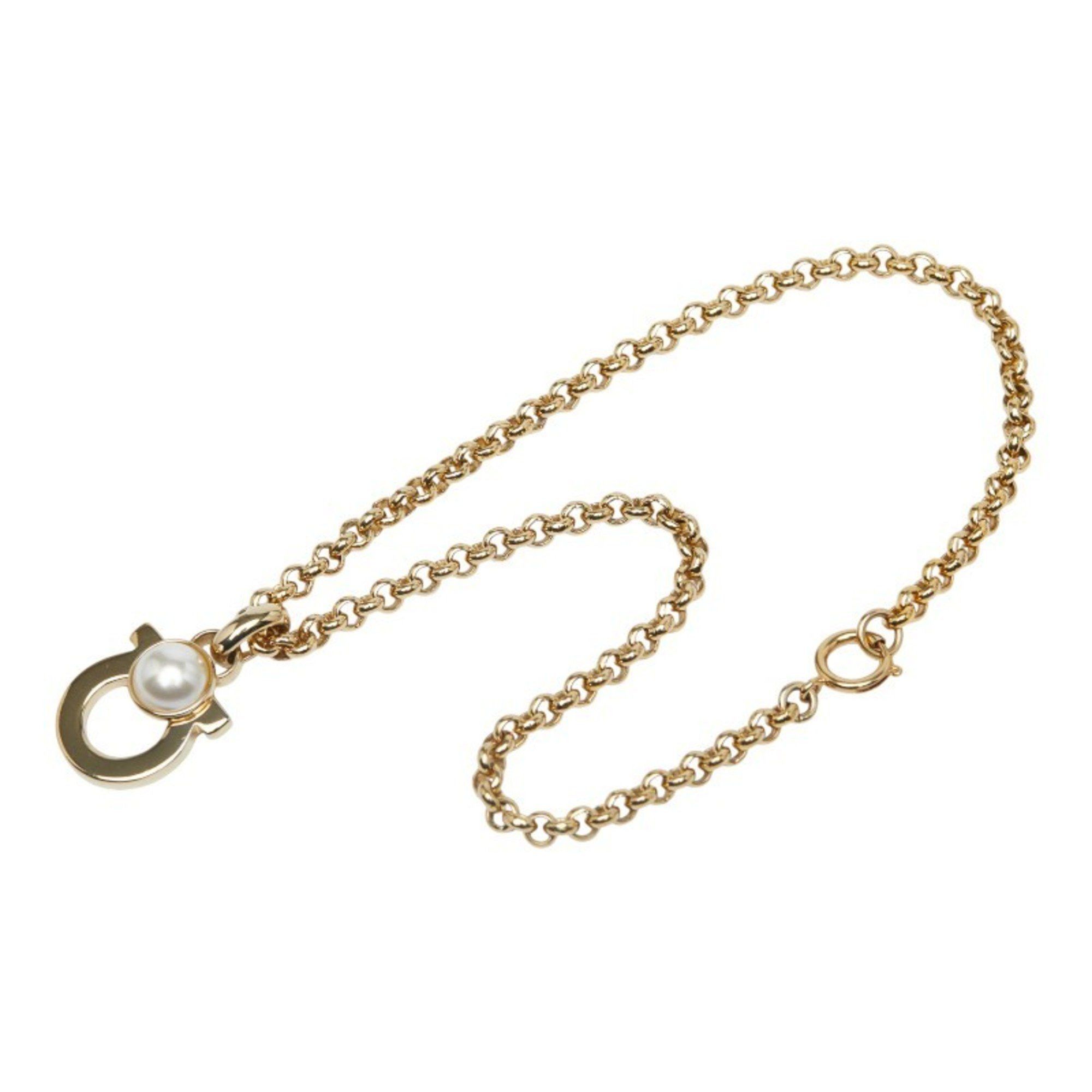 Salvatore Ferragamo Salvatore Ferragamo Gancini Necklace, Gold Plated with Faux Pearls, Women's Size ONE SIZE - 4 Thumbnail