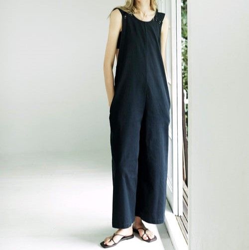 Other Other sana Combinaison Herringbone jumpsuit Cotton Pants satp-0306 DUTY FREE for USA Size ONE SIZE - 3 Thumbnail