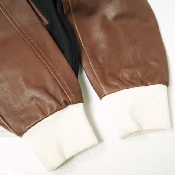 Other Other Mr.DEADWAX BROTHERS STADIUM JACKET 01 Wool Lamb Leather Stadium Jacket Leather Outerwear DUTY FREE for USA Size ONE SIZE - 6 Thumbnail