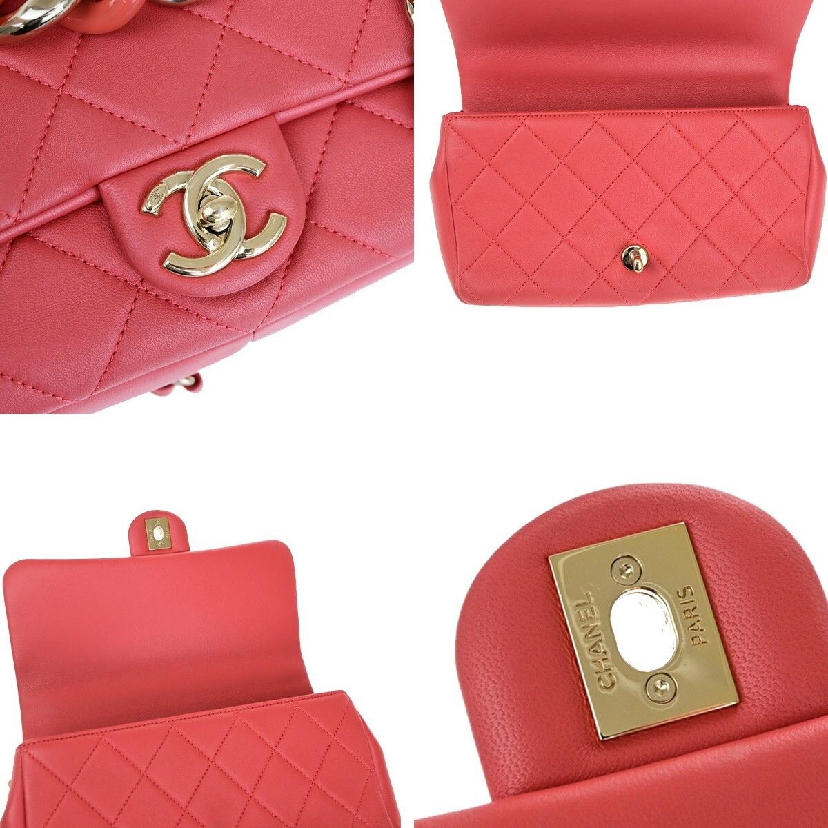 Chanel Chanel Resin Elegant Chain Flap Bag Quilted Lambskin Size ONE SIZE - 10 Thumbnail