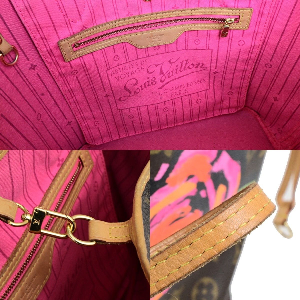 Louis Vuitton Louis Vuitton Neverfull Tote Limited Edition Monogram Roses Size ONE SIZE - 16 Thumbnail