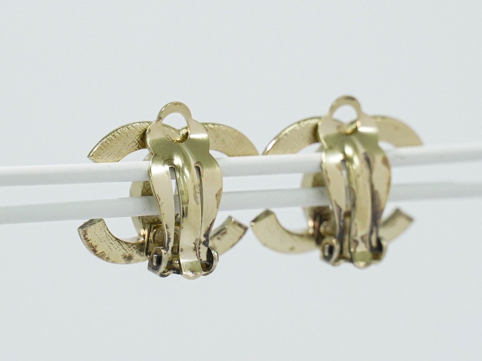 Chanel Chanel CC Hoop Clip-On Earrings Crystal Embellished Metal Size ONE SIZE - 6 Thumbnail