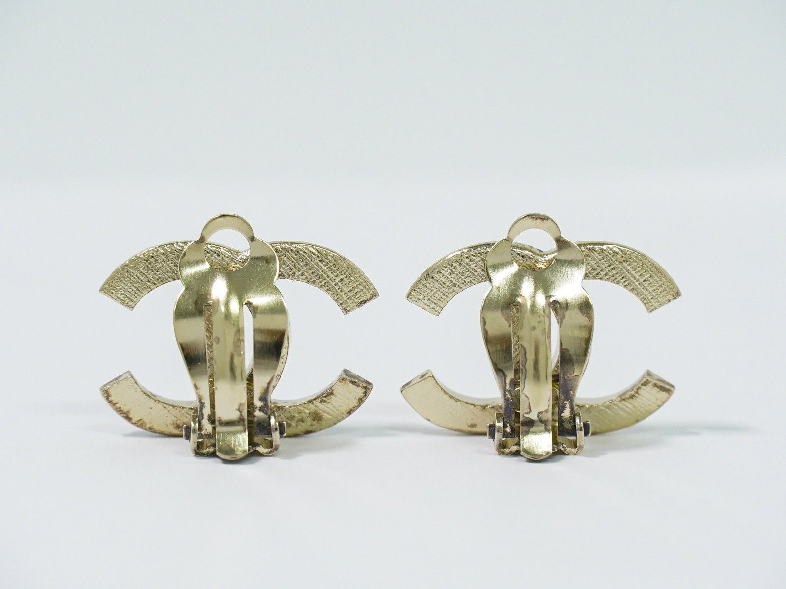 Chanel Chanel CC Hoop Clip-On Earrings Crystal Embellished Metal Size ONE SIZE - 2 Thumbnail