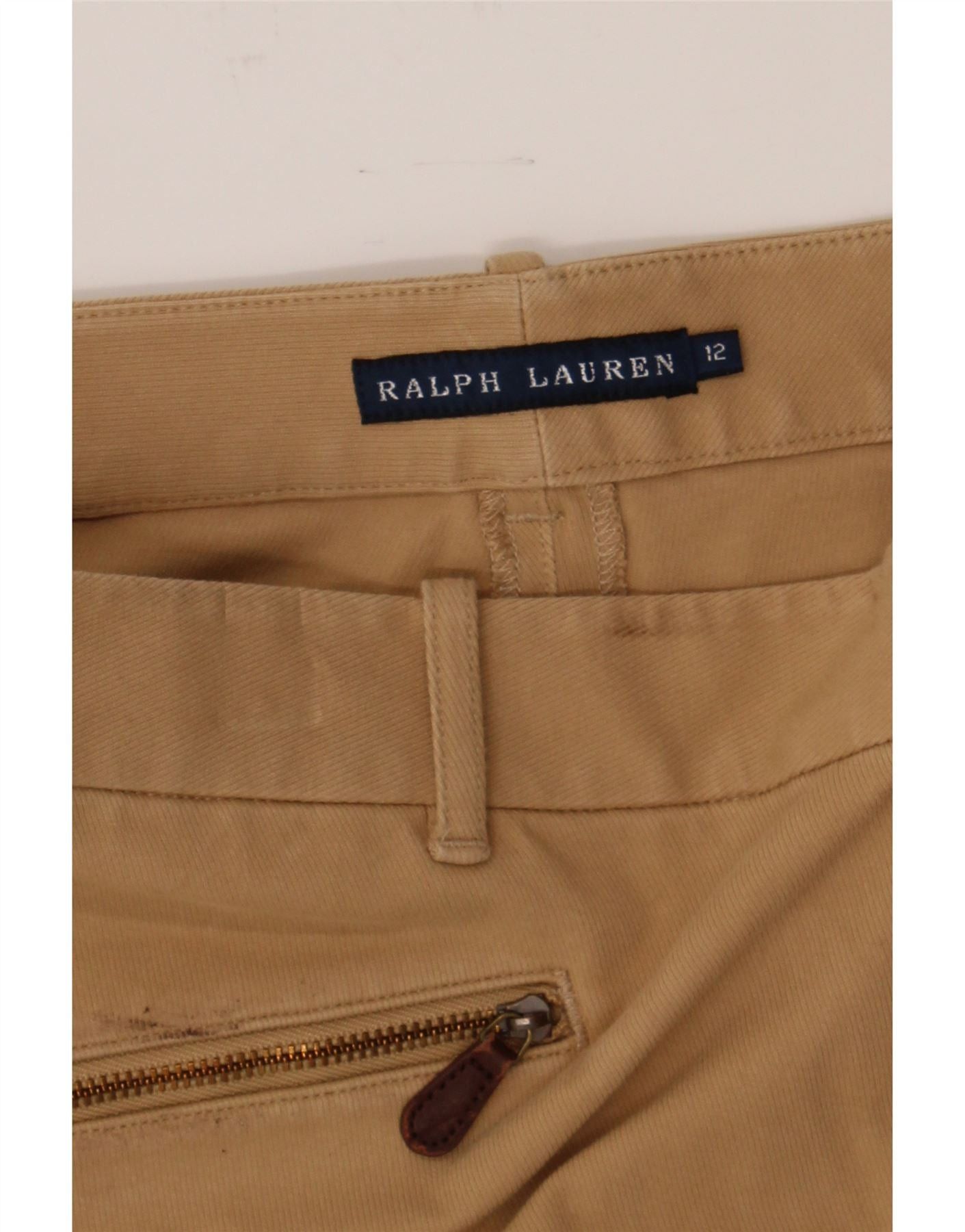 Ralph Lauren Womens Slim Casual Trousers US 12 Large W30 L27 Beige Cotton Size 30" / US 8 / IT 44 - 5 Thumbnail