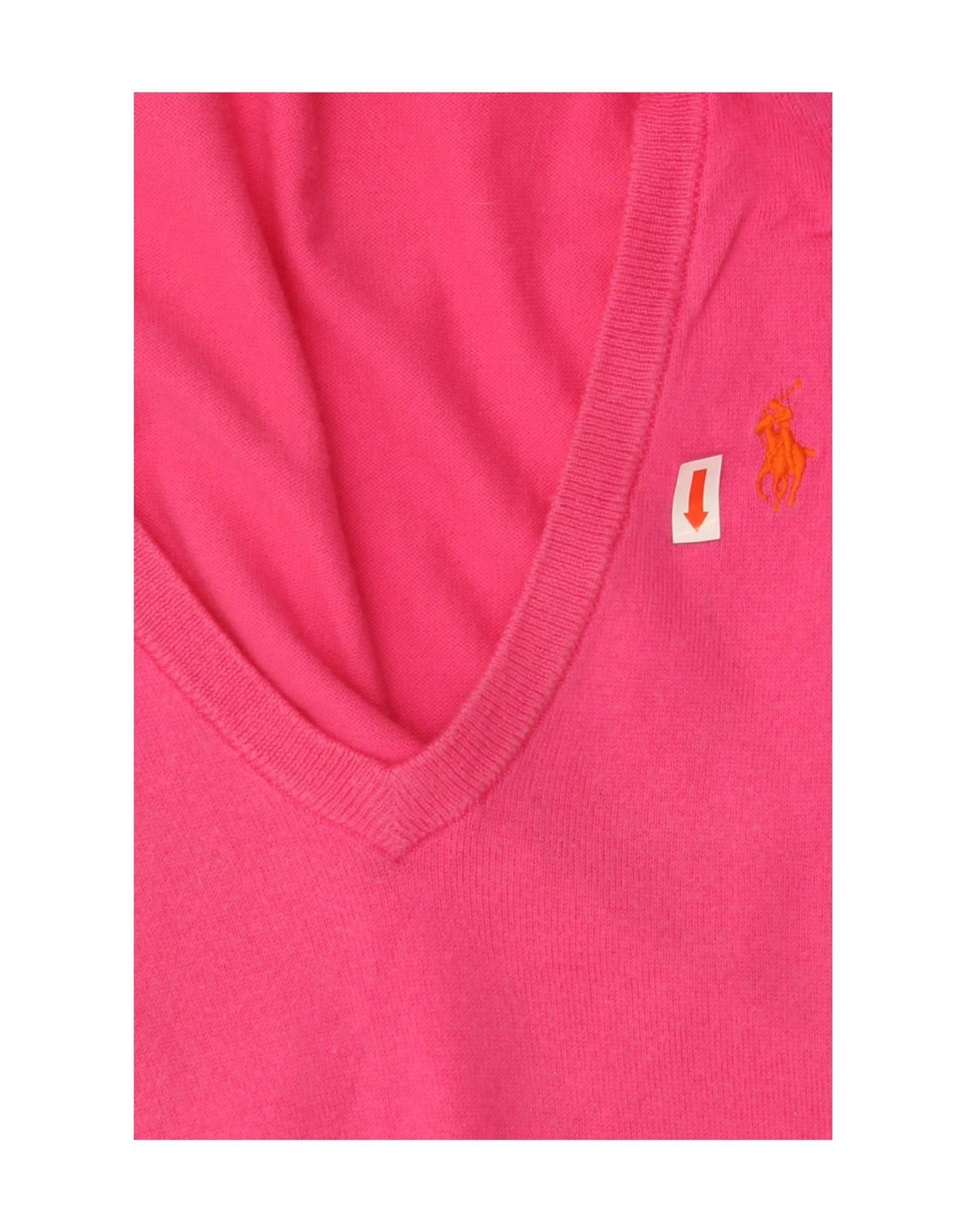 Ralph Lauren Womens Overd V-Neck Jumper Sweater UK 6 XS Pink Cotton Size S / US 4 / IT 40 - 4 Thumbnail