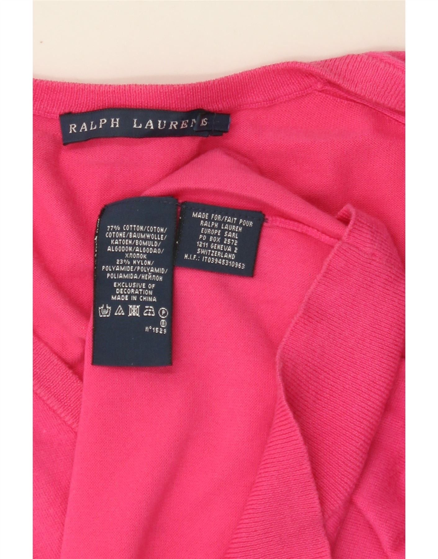 Ralph Lauren Womens Overd V-Neck Jumper Sweater UK 6 XS Pink Cotton Size S / US 4 / IT 40 - 5 Thumbnail