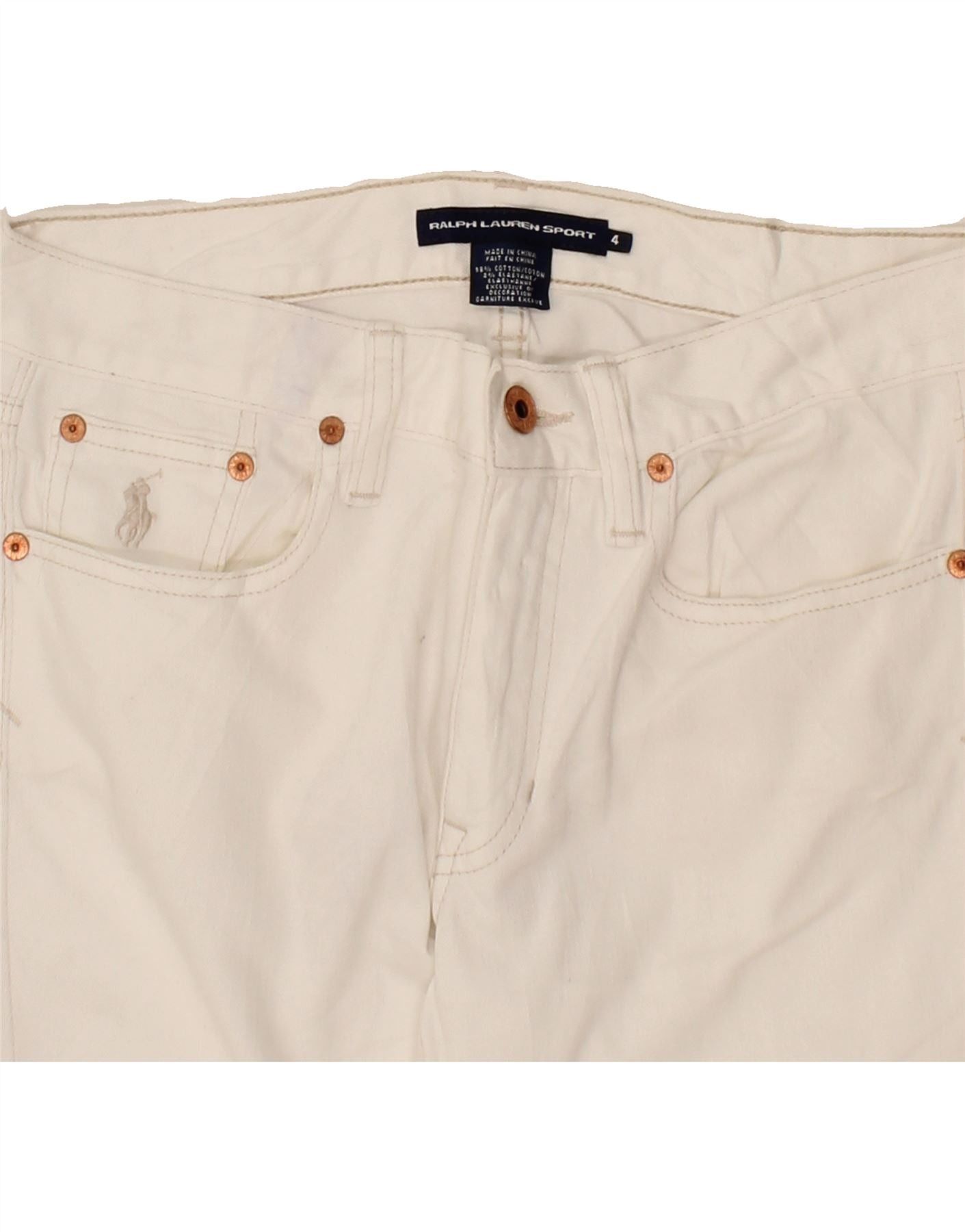 Ralph Lauren Womens Straight Casual Trousers US 4 Small W27 L26 White Size 25" / US 0 / IT 36 - 5 Thumbnail
